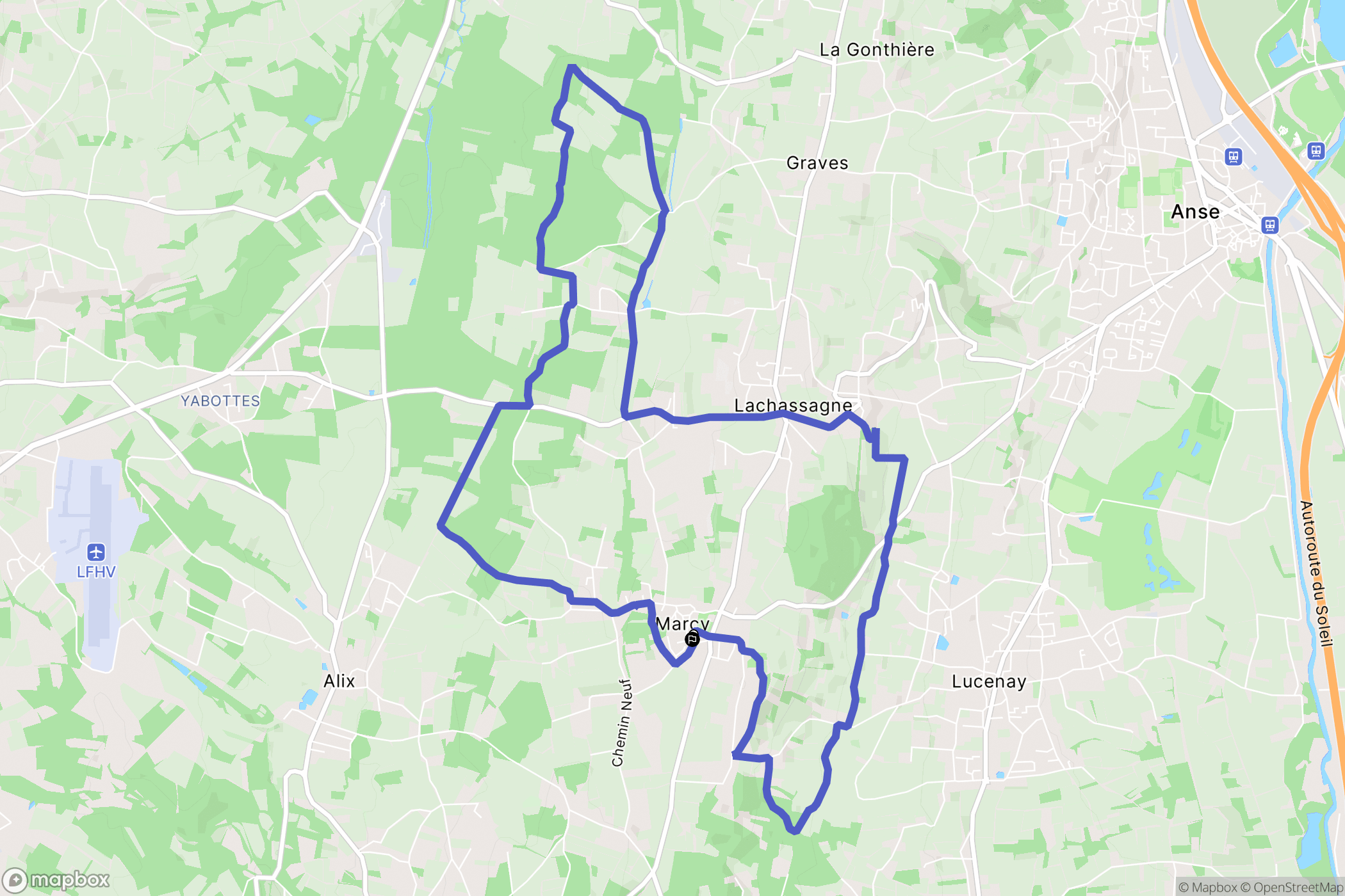 Marcy : carte du parcours de randonnée - France