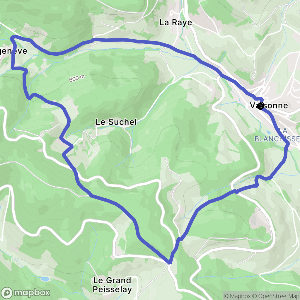 Valsonne : carte du parcours de randonnée - France