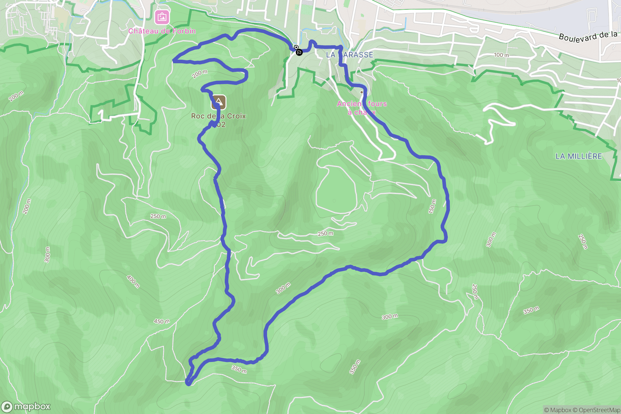 Marseille : carte du parcours de randonnée - France