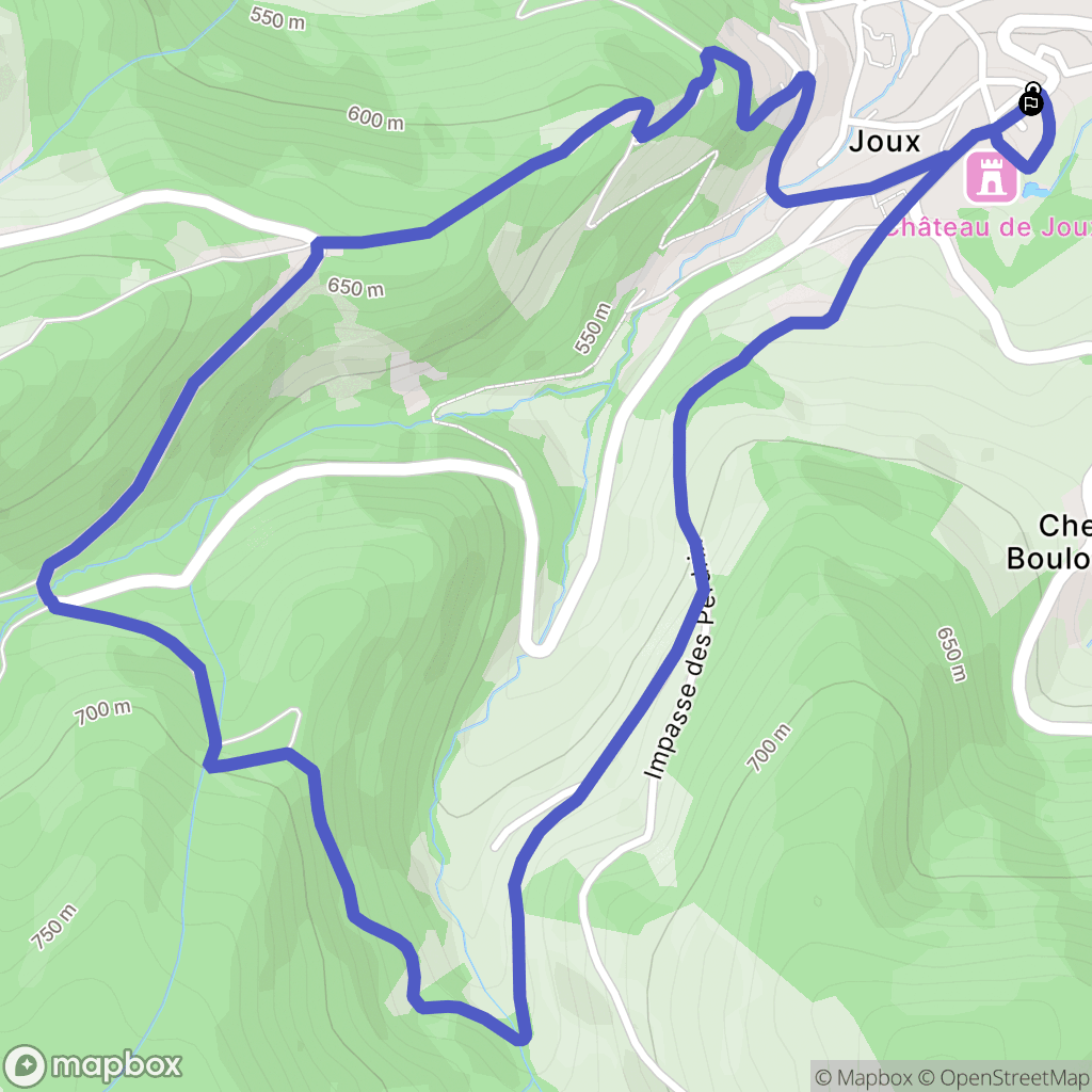 Joux : carte du parcours de randonnée - France