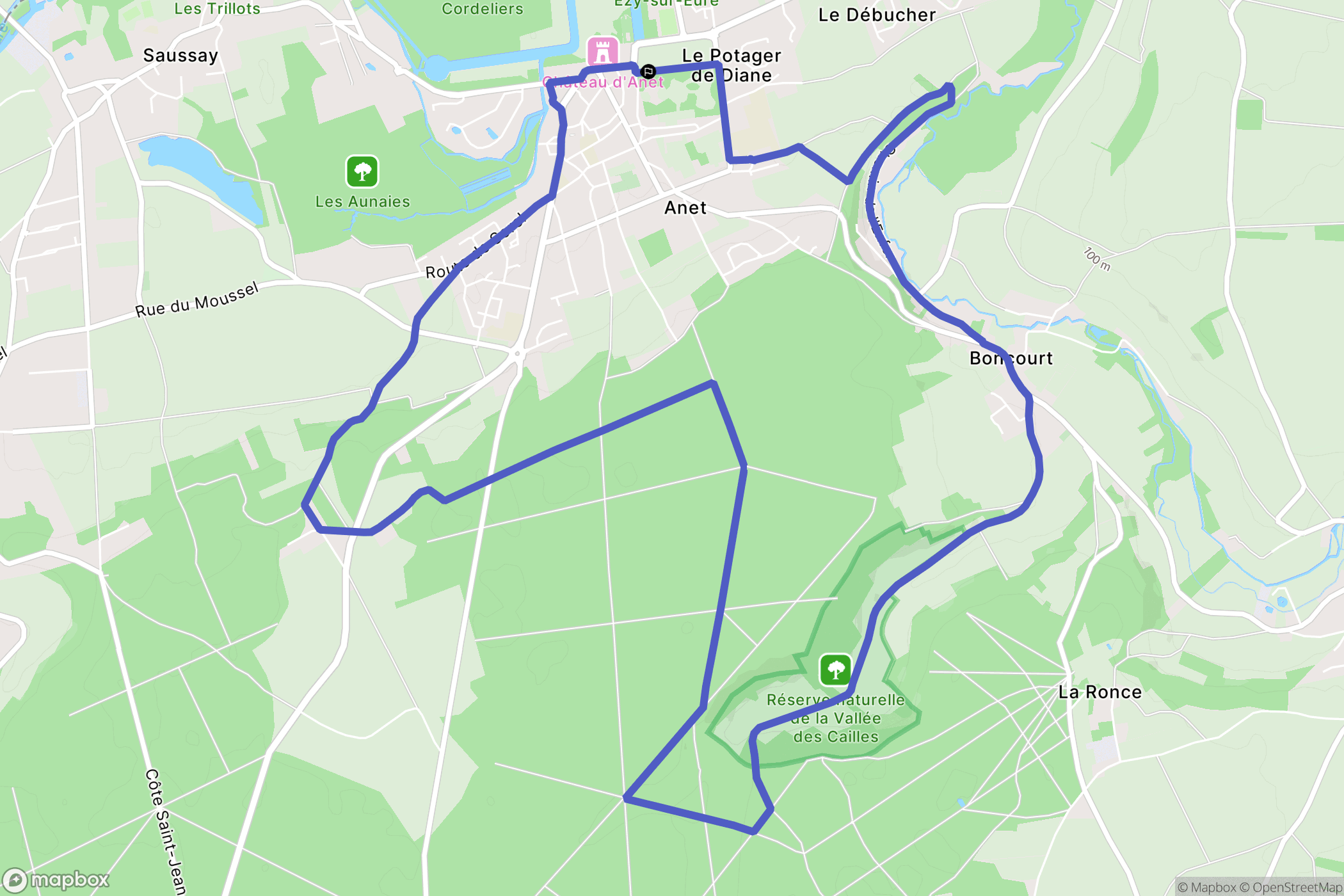 Dreux : carte du parcours de randonnée - France
