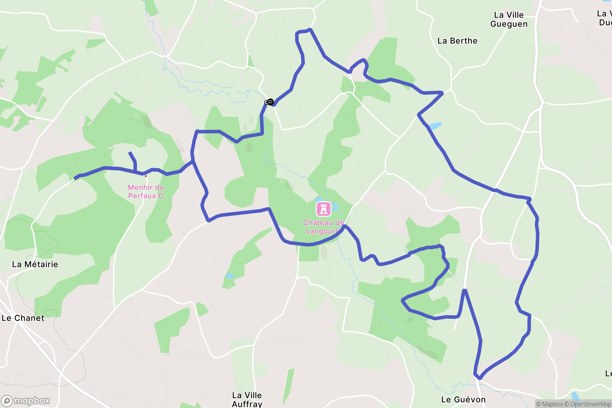 Langourla : carte du parcours de randonnée - France