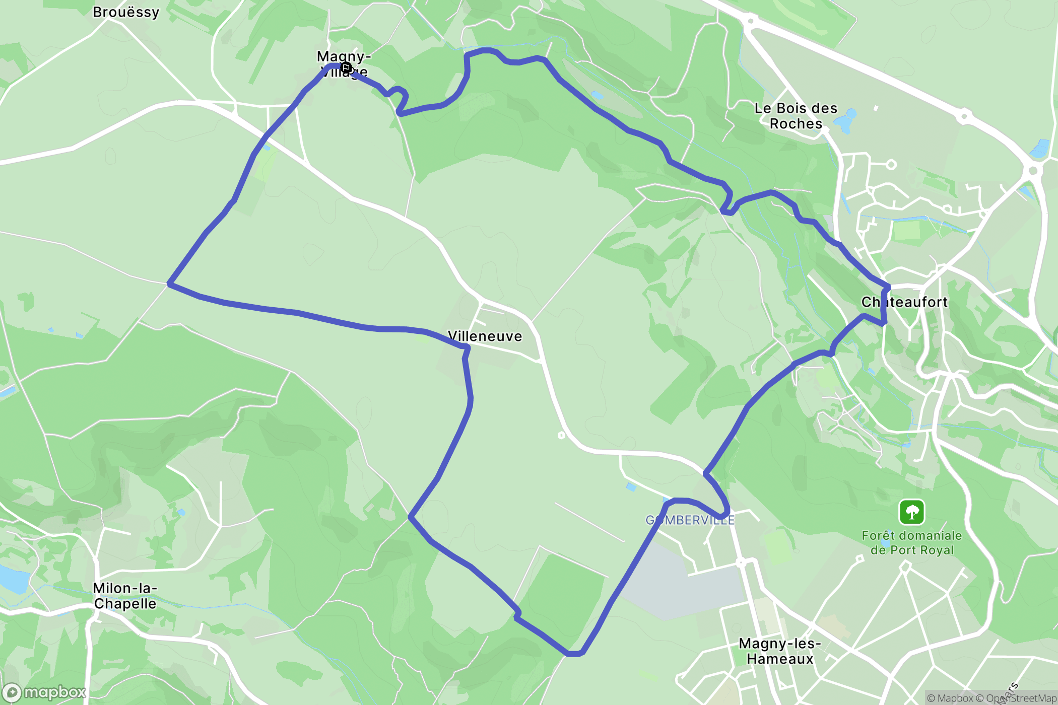 Magny-les-Hameaux : carte du parcours de randonnée - France