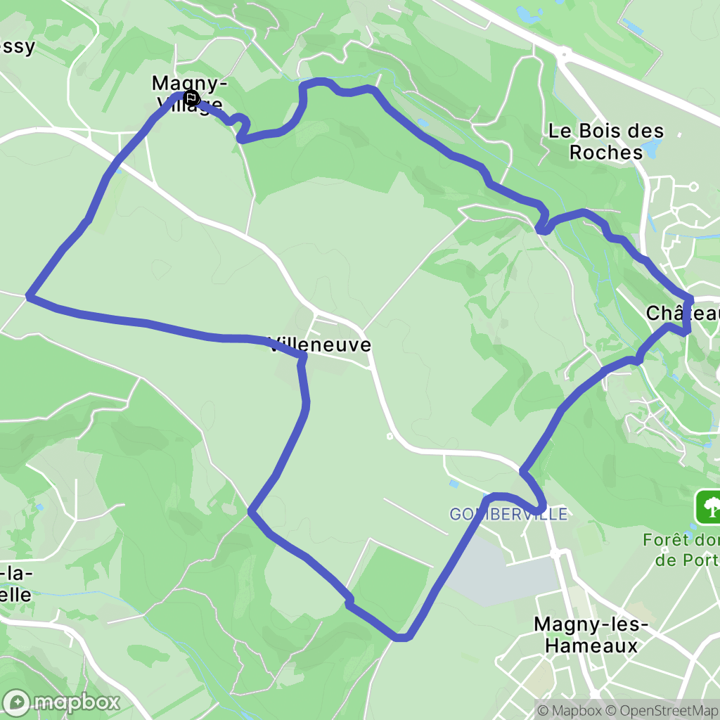 Magny-les-Hameaux : carte du parcours de randonnée - France