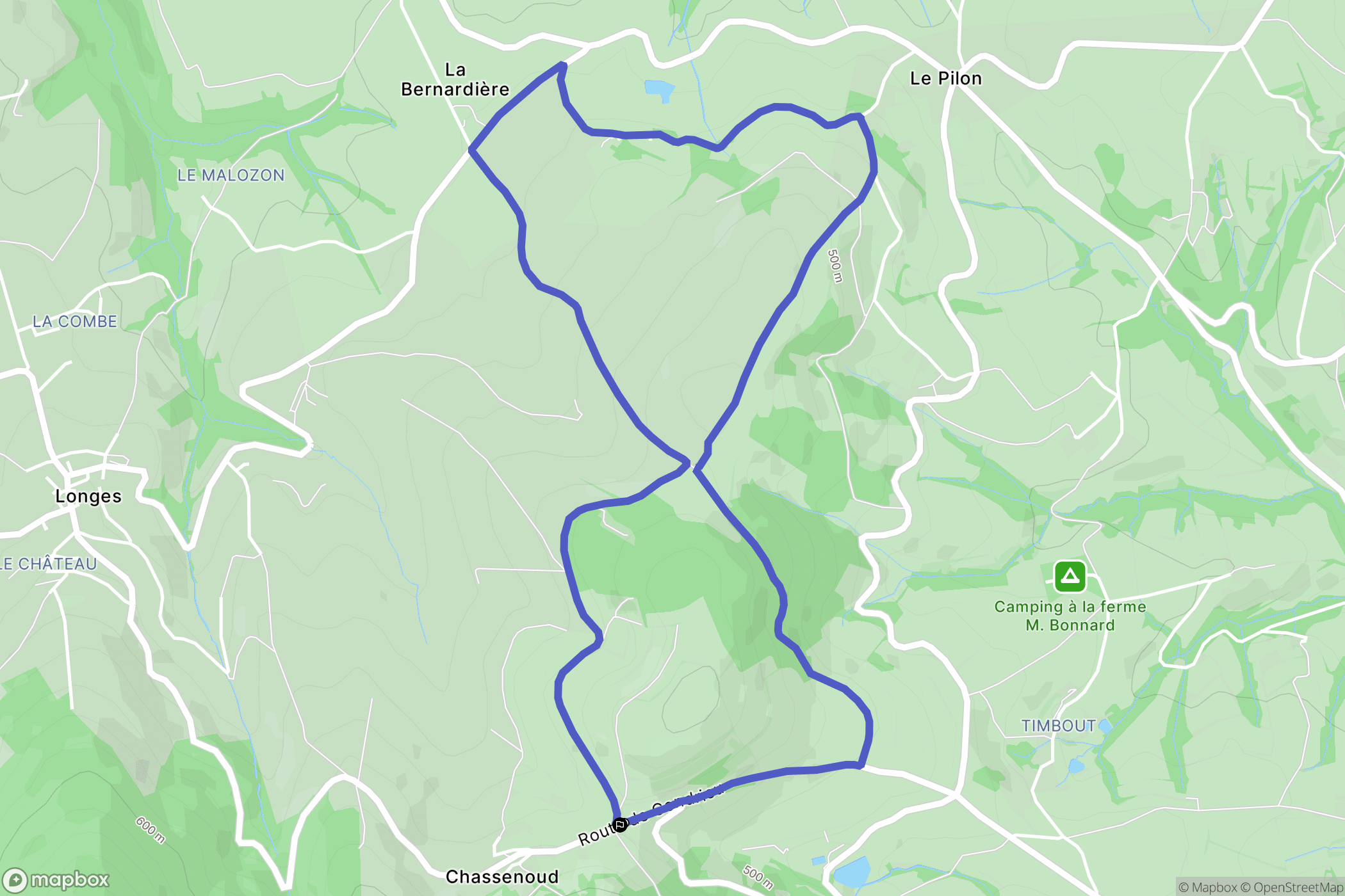 Longes : carte du parcours de randonnée - France