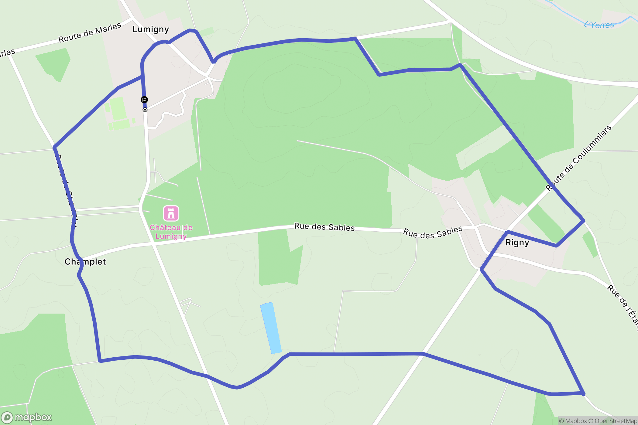 Lumigny-Nesles-Ormeaux : carte du parcours de randonnée - France