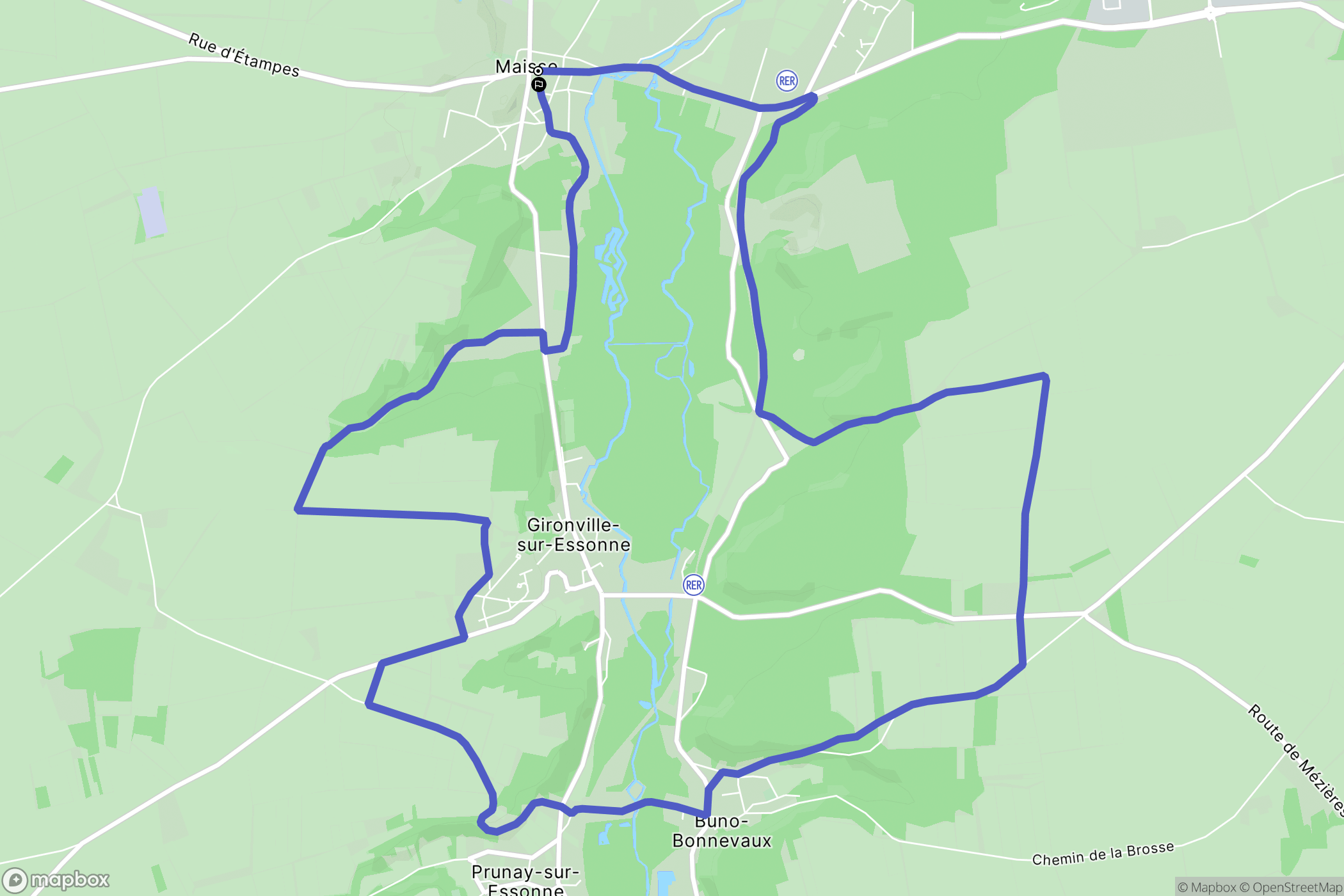 Maisse : carte du parcours de randonnée - France