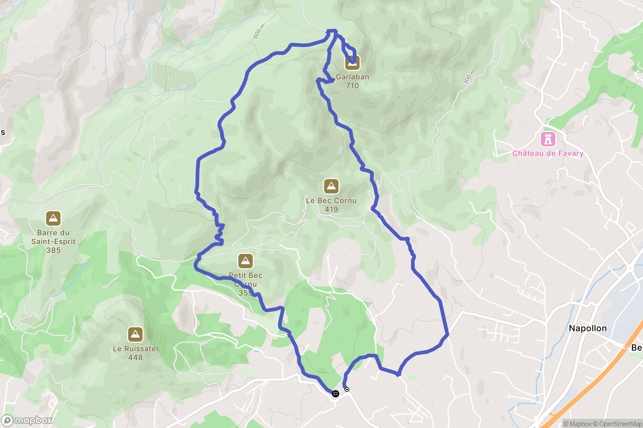 Aubagne : carte du parcours de randonnée - France
