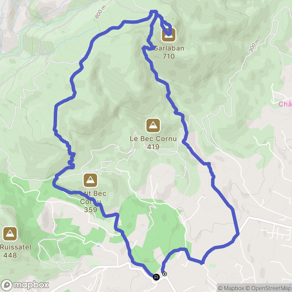 Aubagne : carte du parcours de randonnée - France
