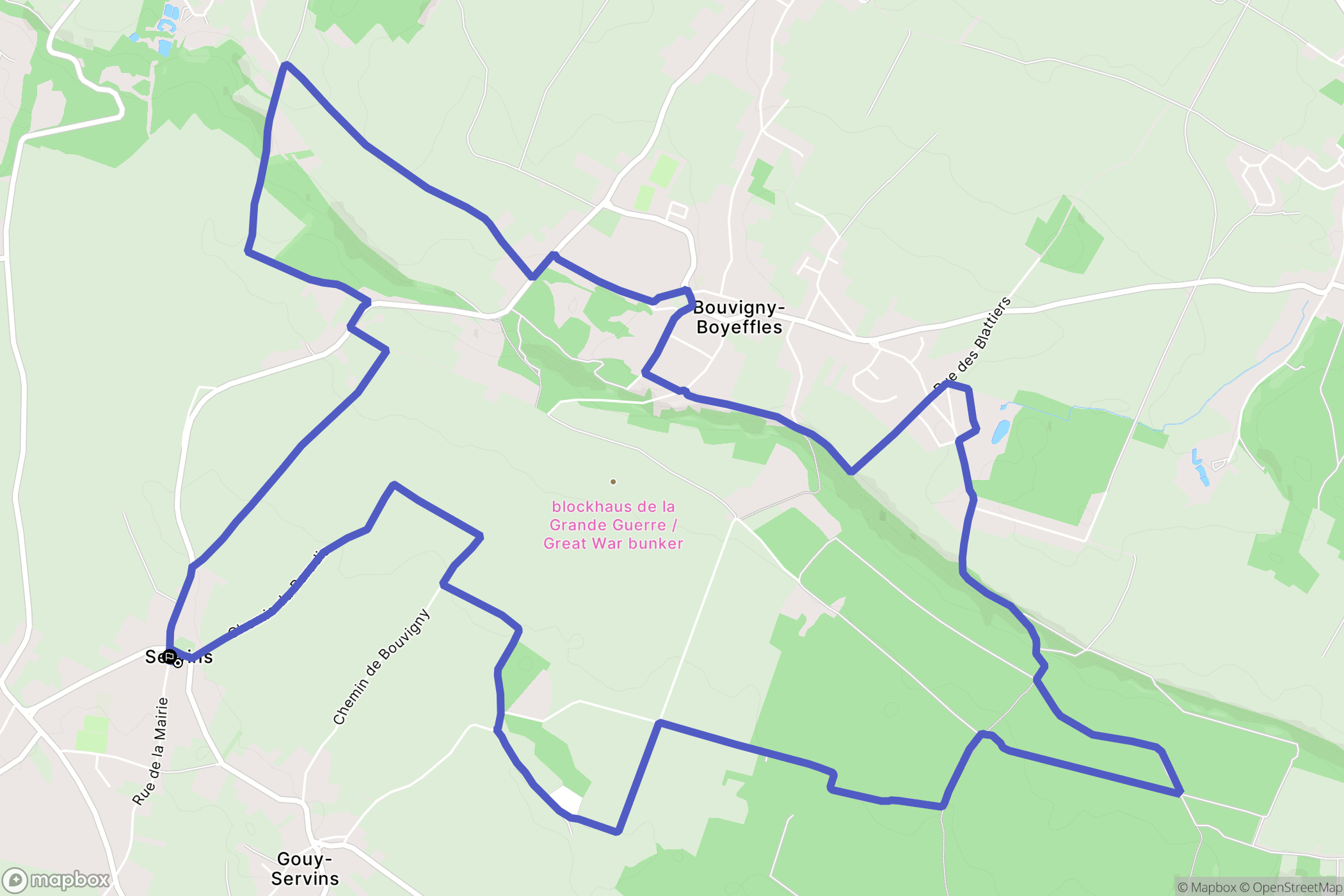 Servins : carte du parcours de randonnée - France