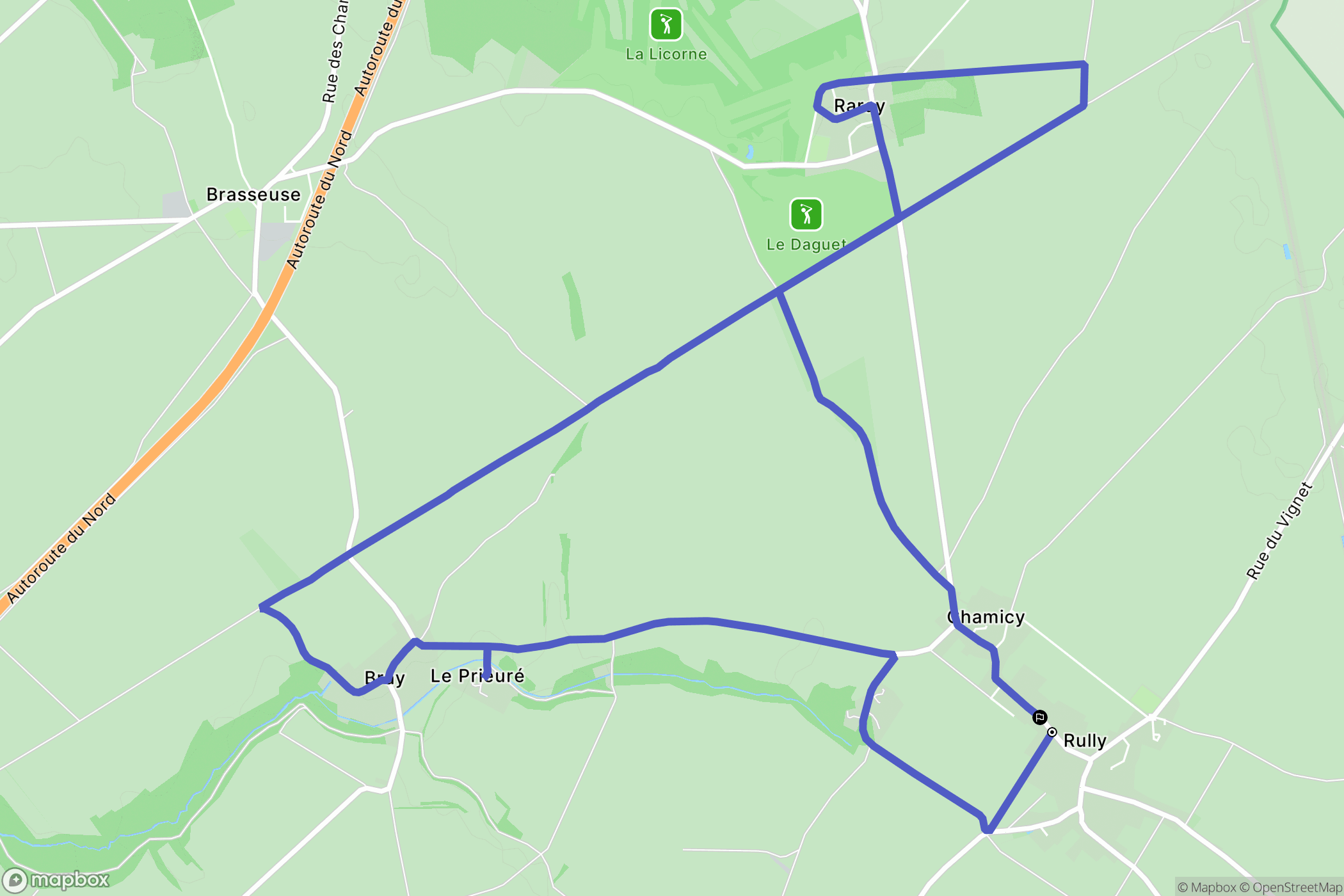 Rully : carte du parcours de randonnée - France
