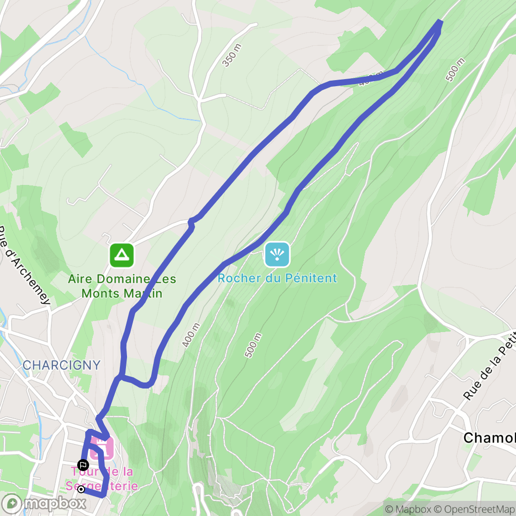 Poligny : carte du parcours de randonnée - France