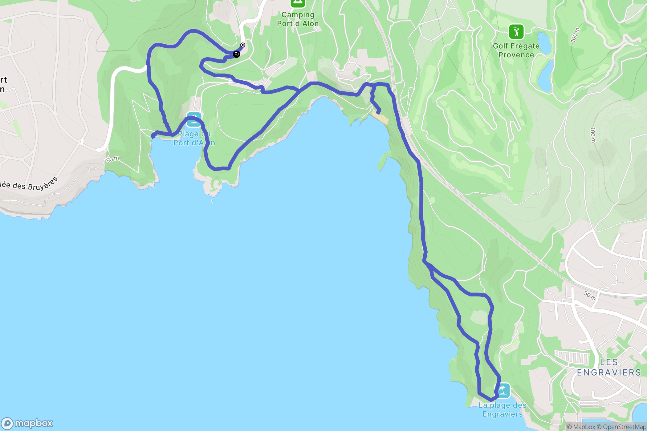 Saint-Cyr-sur-Mer : carte du parcours de randonnée - France