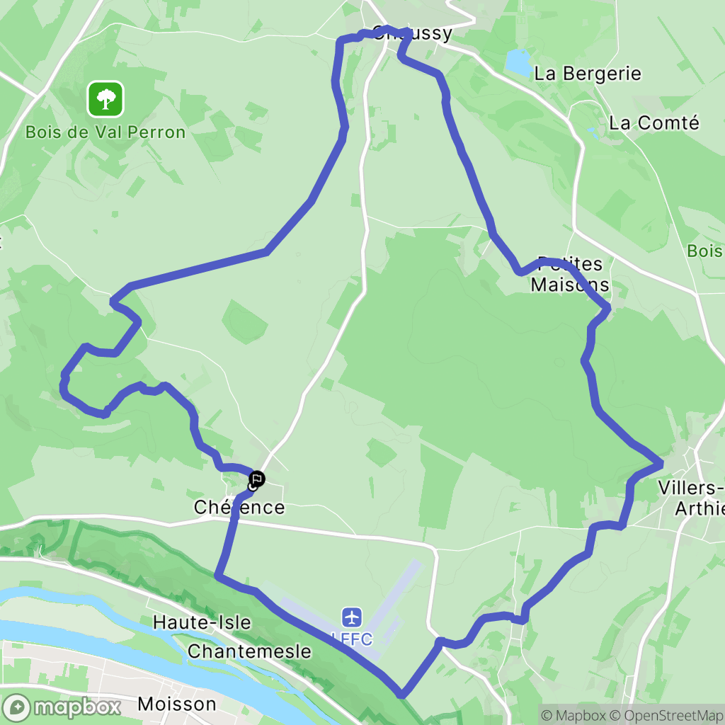 Chérence : carte du parcours de randonnée - France
