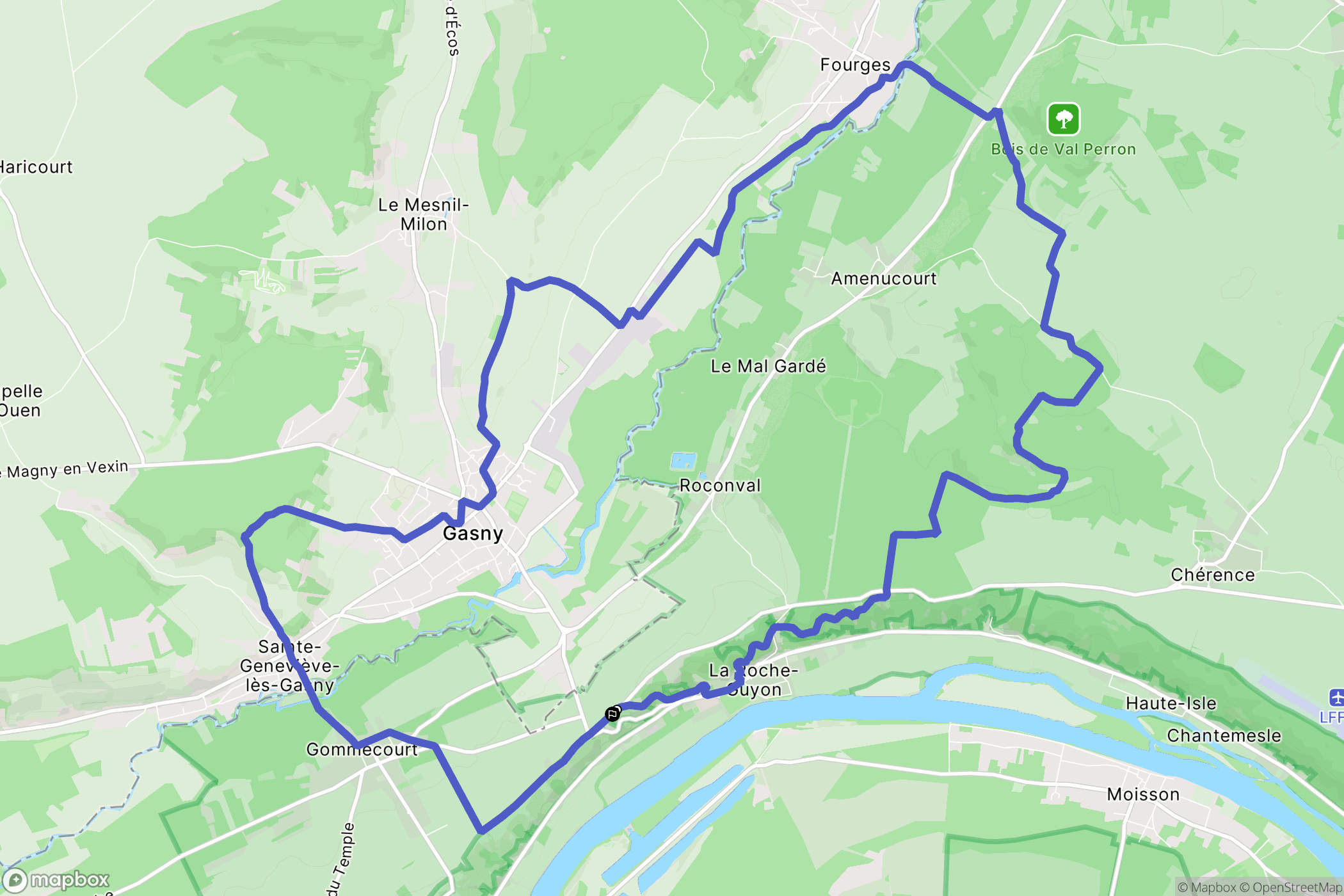 La Roche-Guyon : carte du parcours de randonnée - France