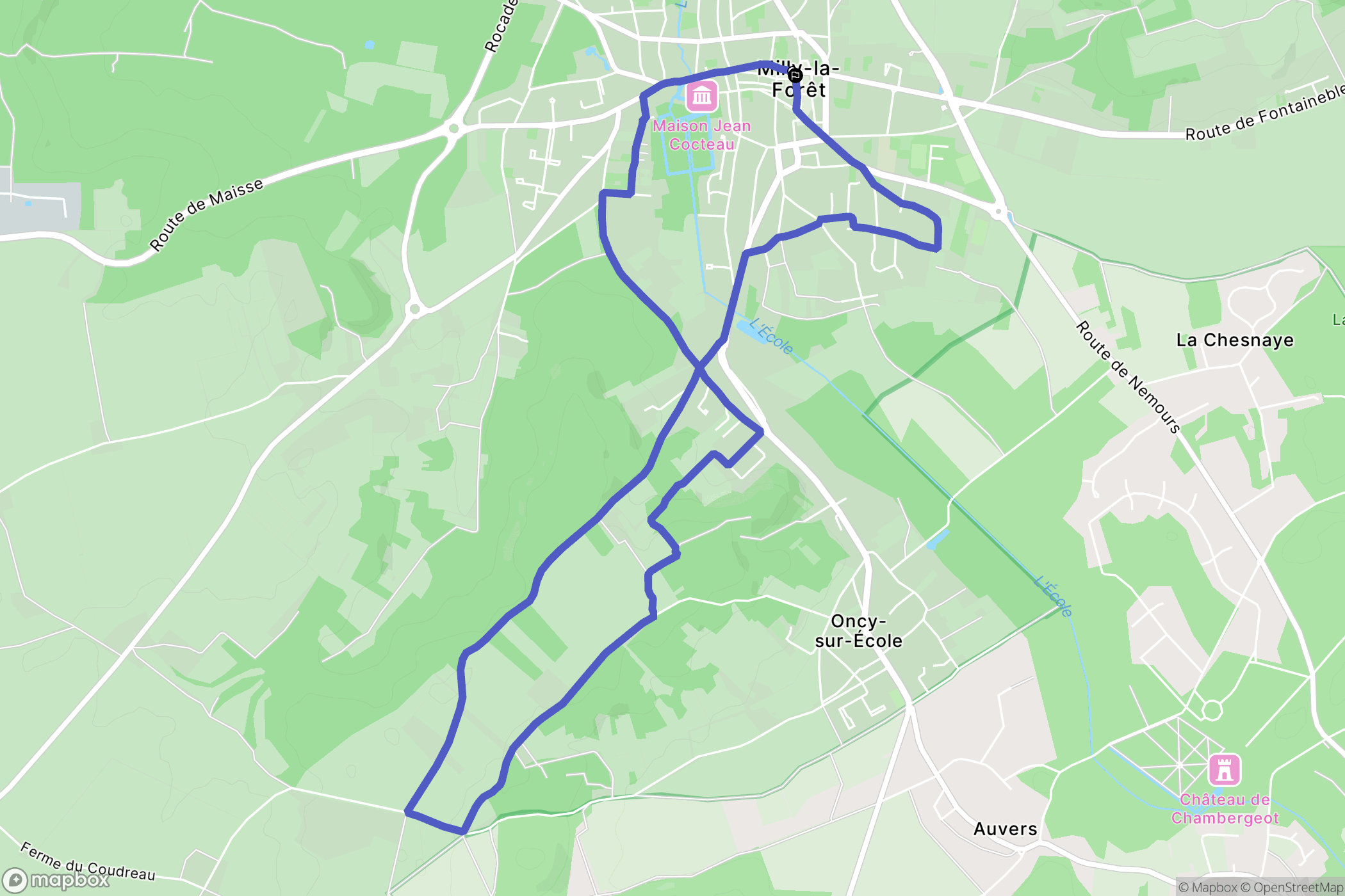 Milly-la-Forêt : carte du parcours de randonnée - France