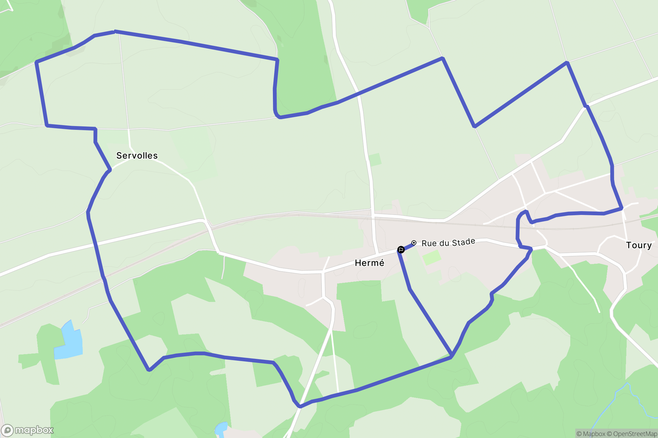 Hermé : carte du parcours de randonnée - France