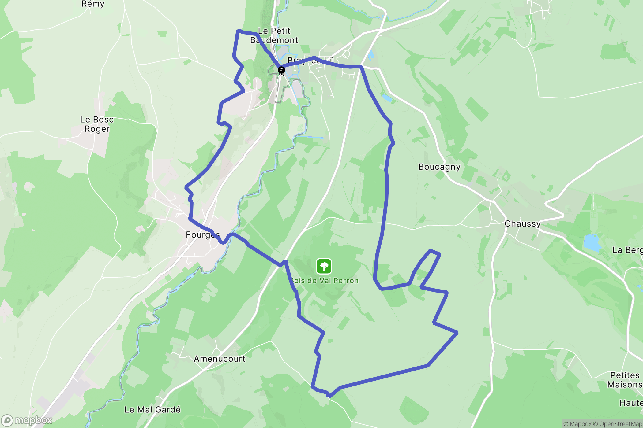 Bray-et-Lû : carte du parcours de randonnée - France