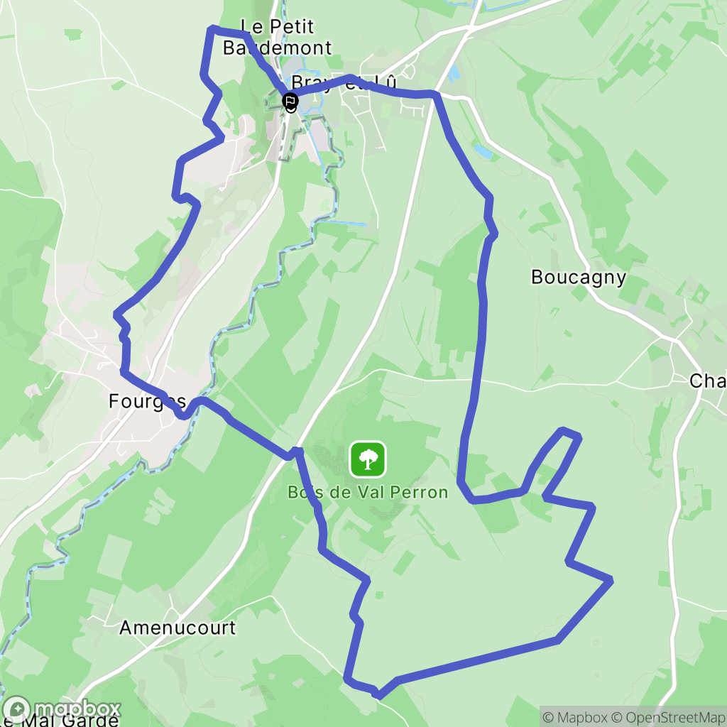 Bray-et-Lû : carte du parcours de randonnée - France