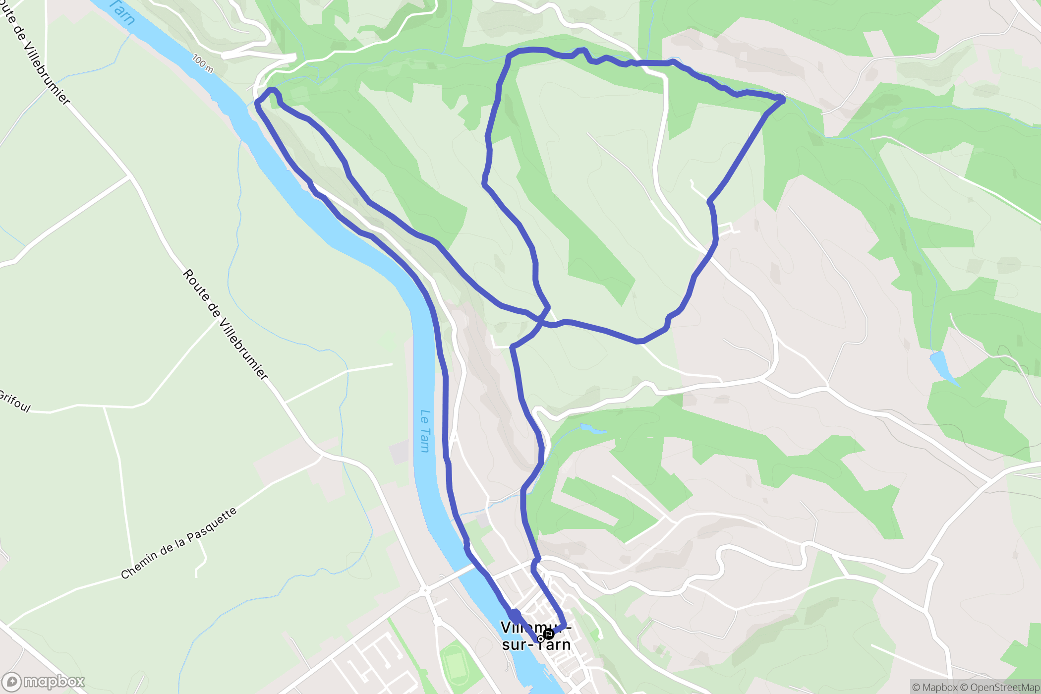 Villemur-sur-Tarn : carte du parcours de randonnée - France