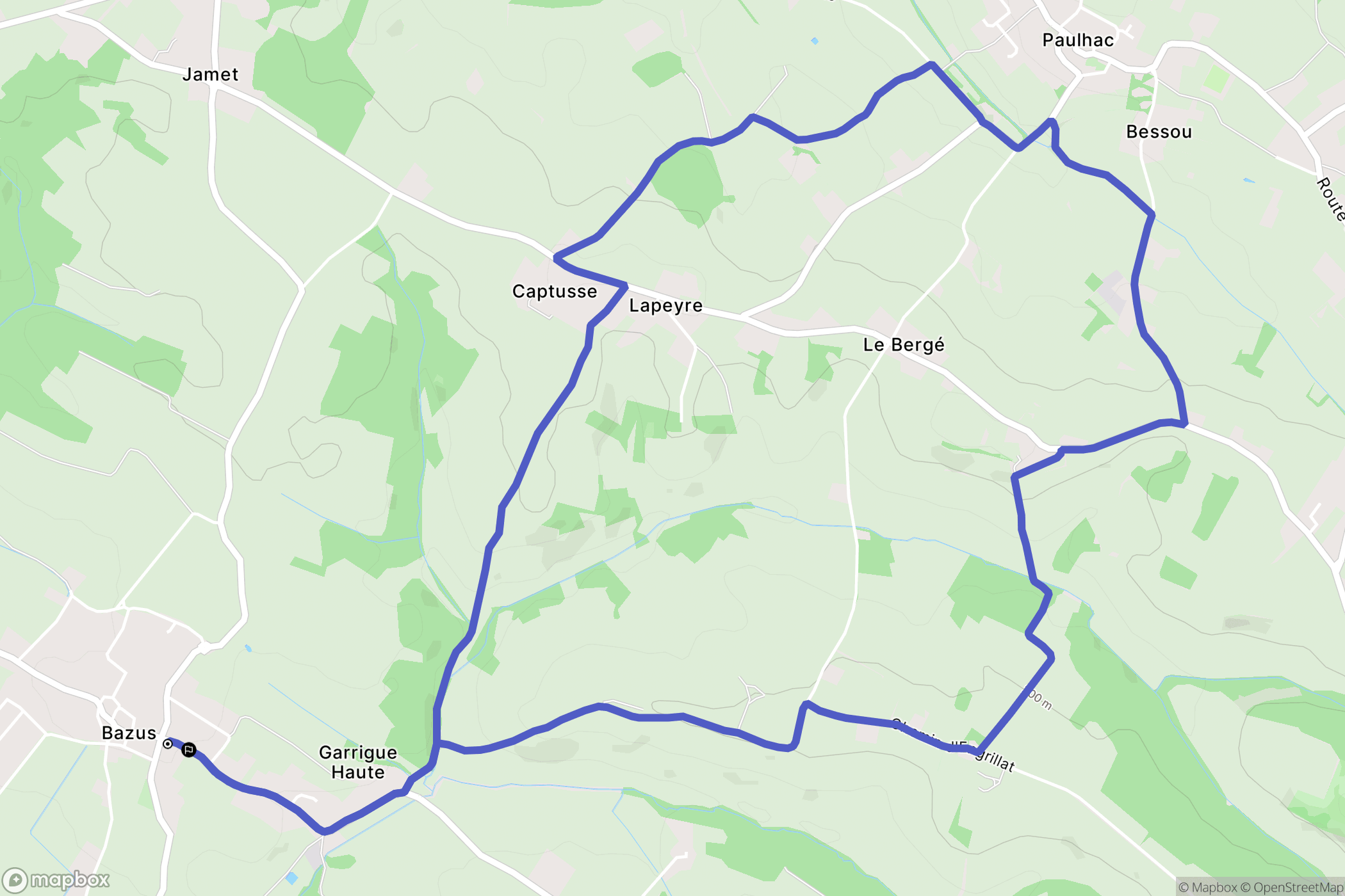 Bazus : carte du parcours de randonnée - France