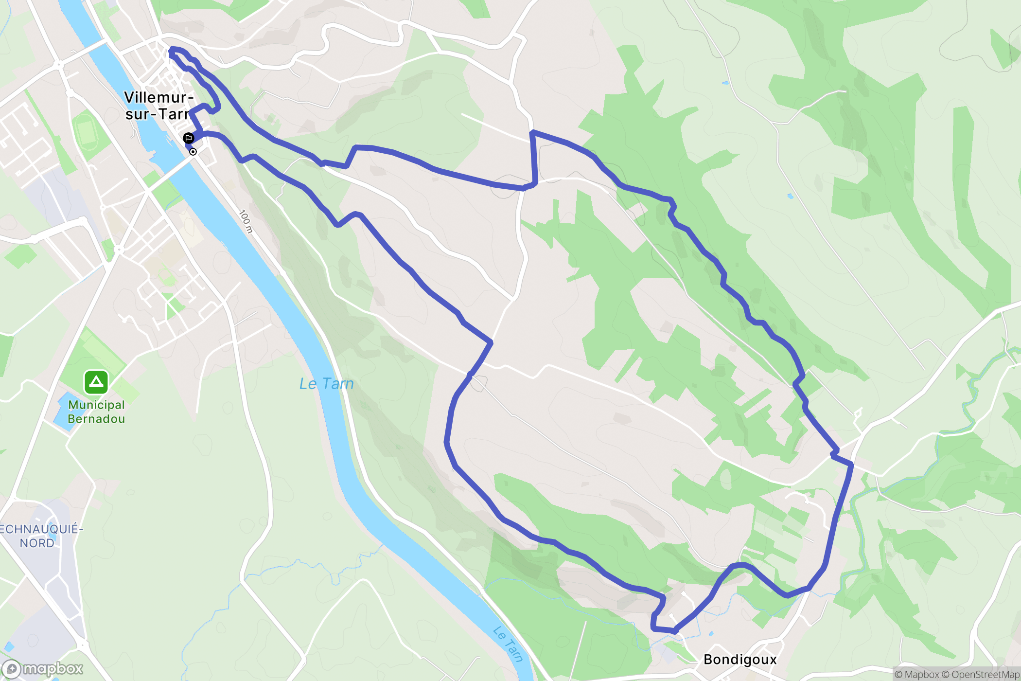 Villemur-sur-Tarn : carte du parcours de randonnée - France