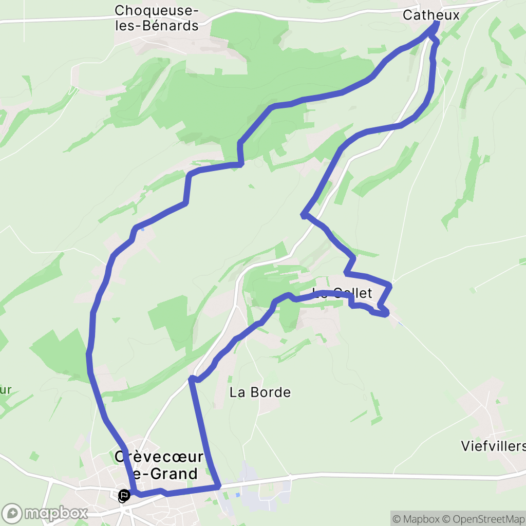 Crèvecoeur-le-Grand : carte du parcours de randonnée - France