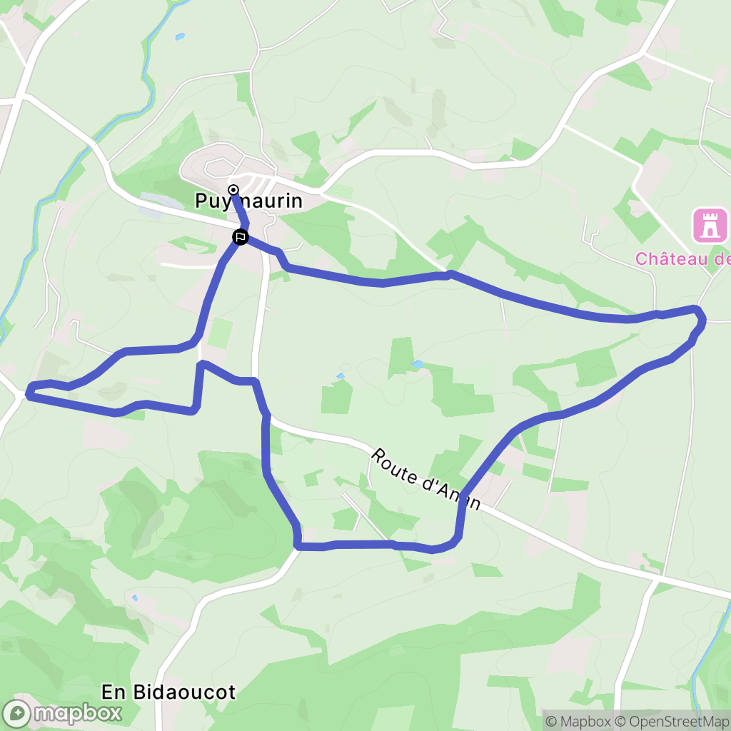 Puymaurin : carte du parcours de randonnée - France