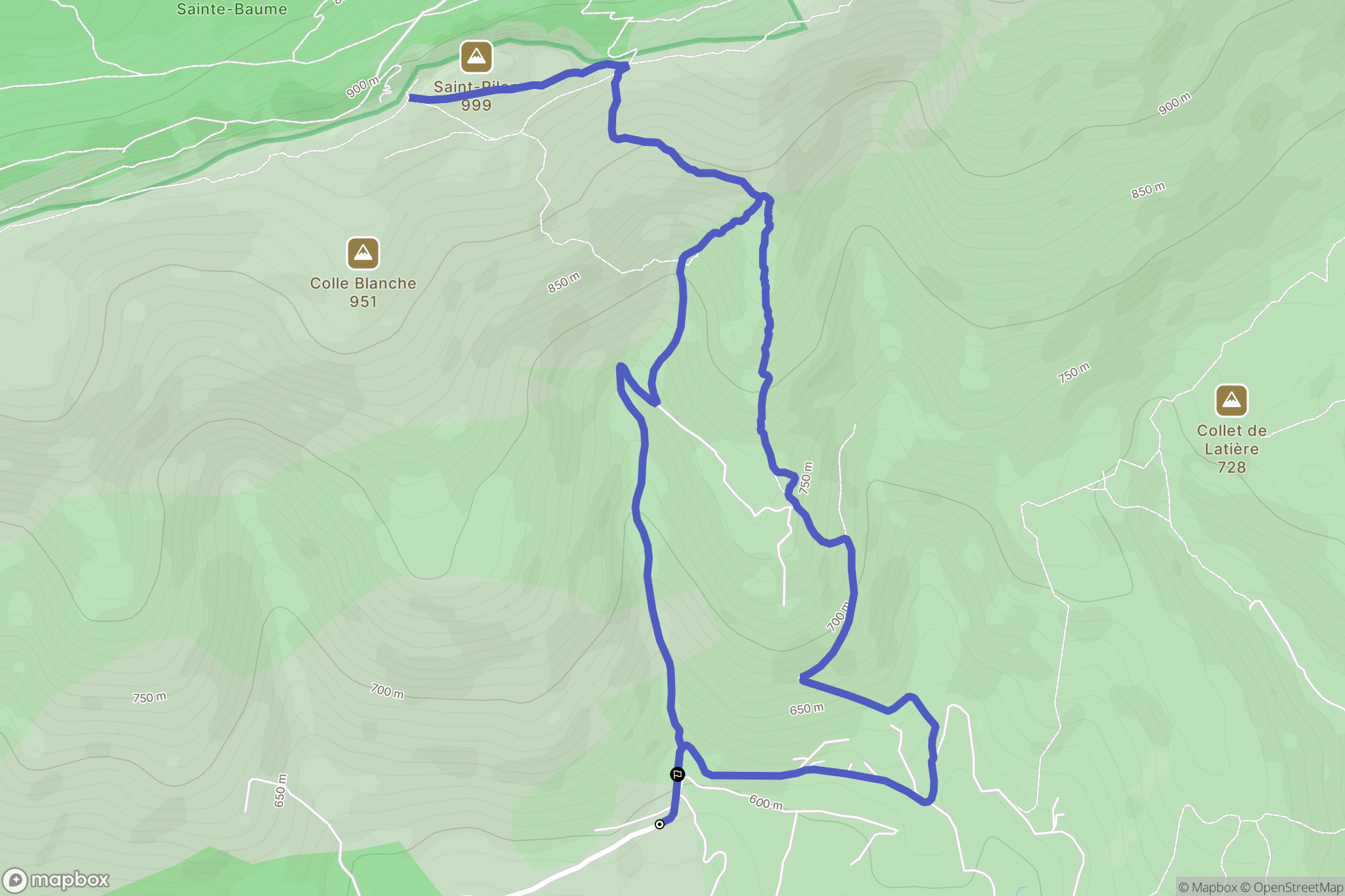 Riboux : carte du parcours de randonnée - France