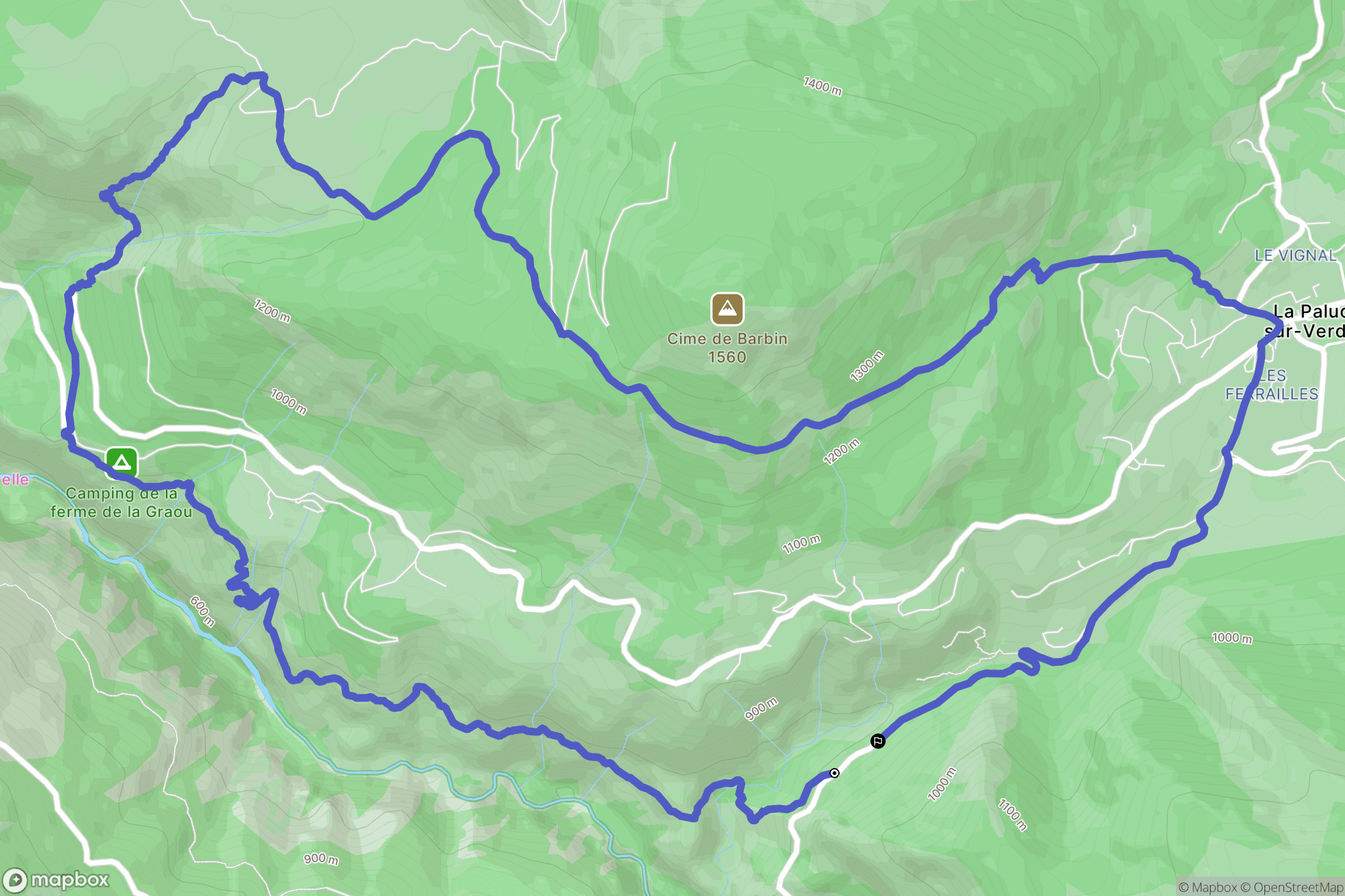 La Palud sur Verdon : carte du parcours de randonnée - France