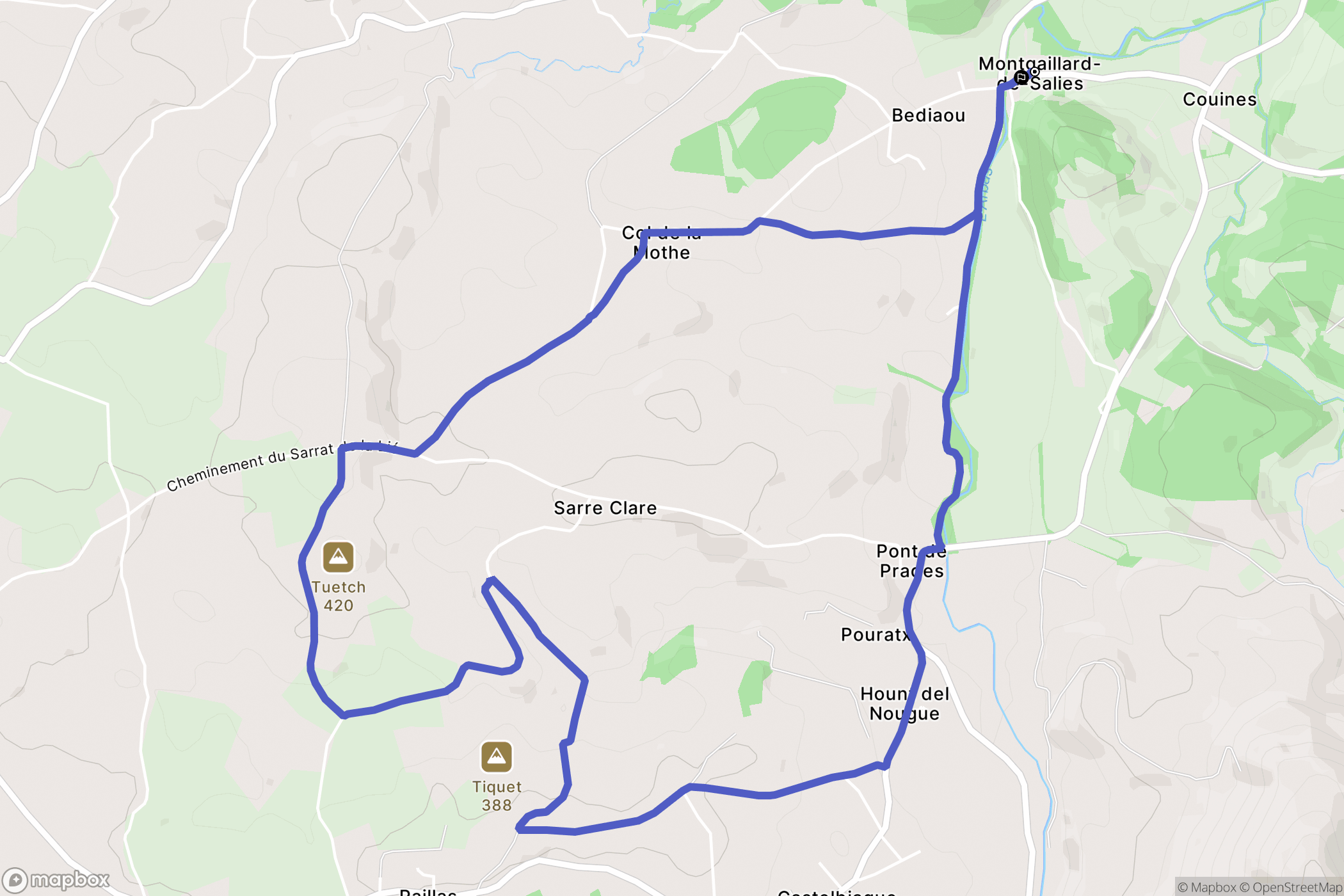 Montgaillard-de-Salies : carte du parcours de randonnée - France