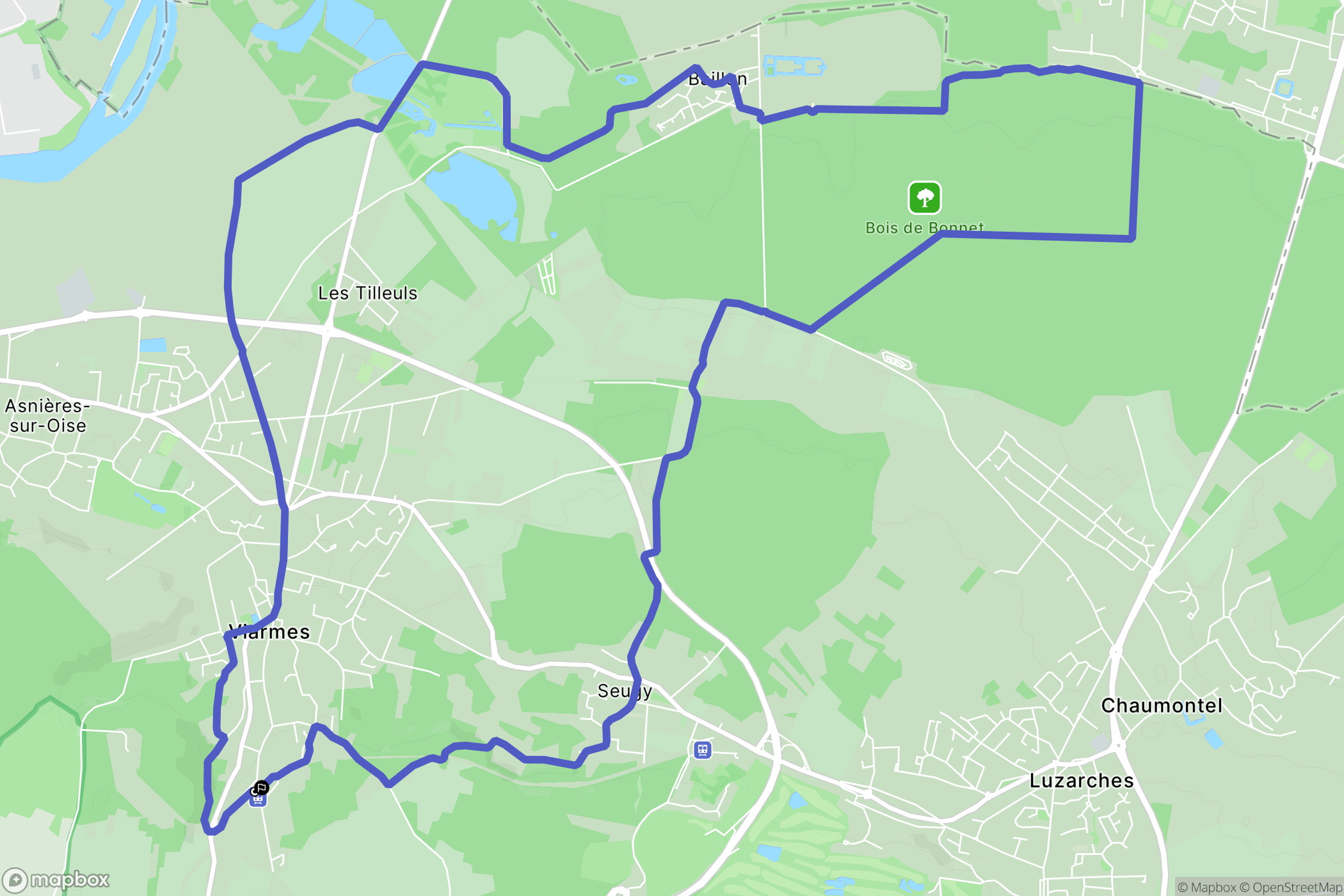 Viarmes : carte du parcours de randonnée - France