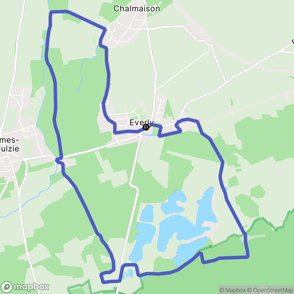 Everly : carte du parcours de randonnée - France