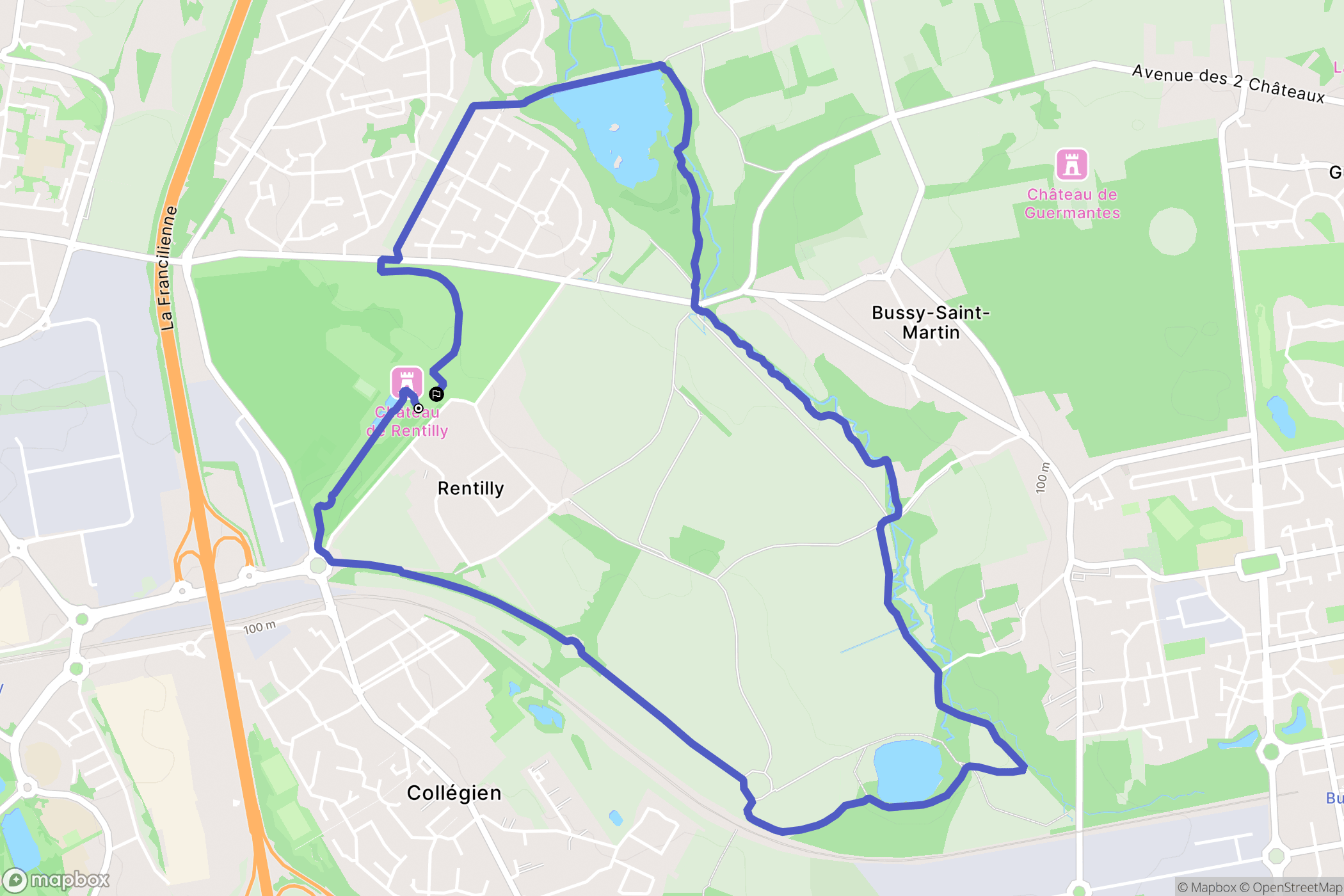 Bussy-Saint-Martin : carte du parcours de randonnée - France