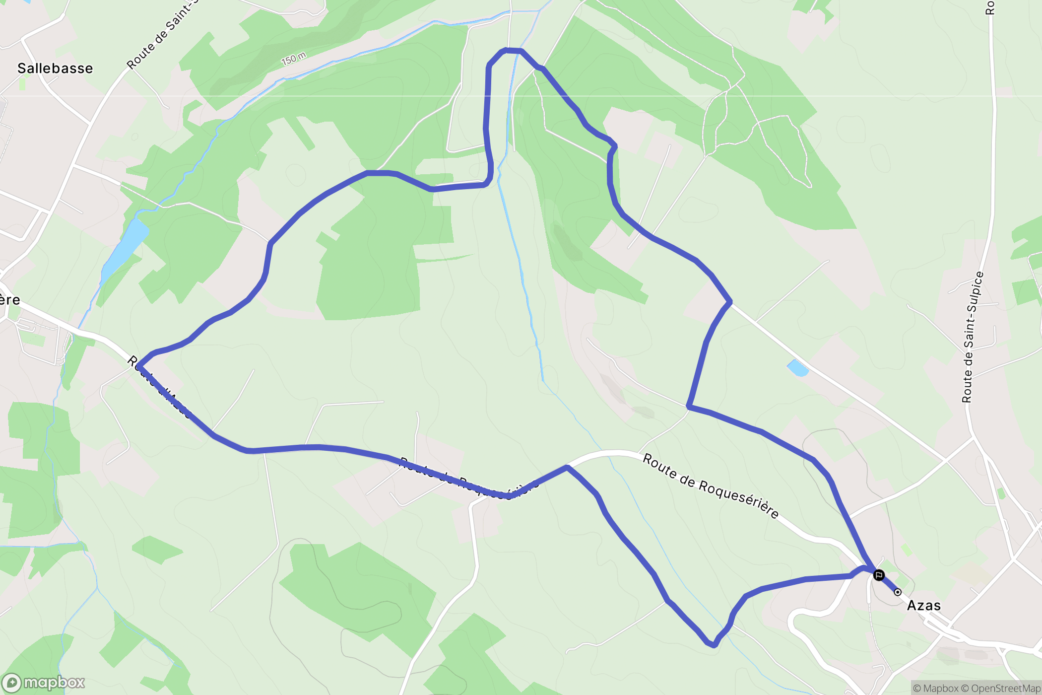 Azas : carte du parcours de randonnée - France
