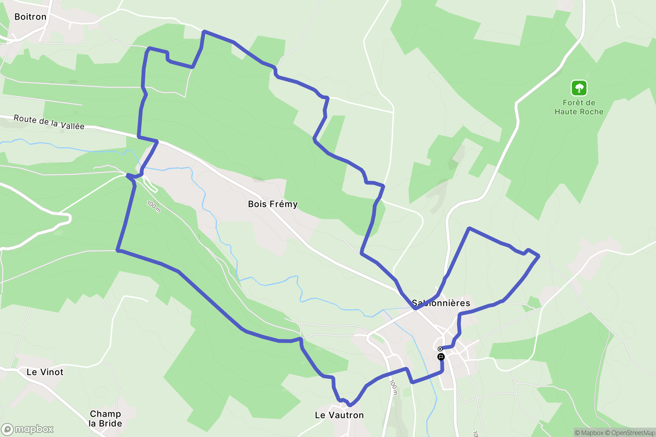 Sablonnières : carte du parcours de randonnée - France