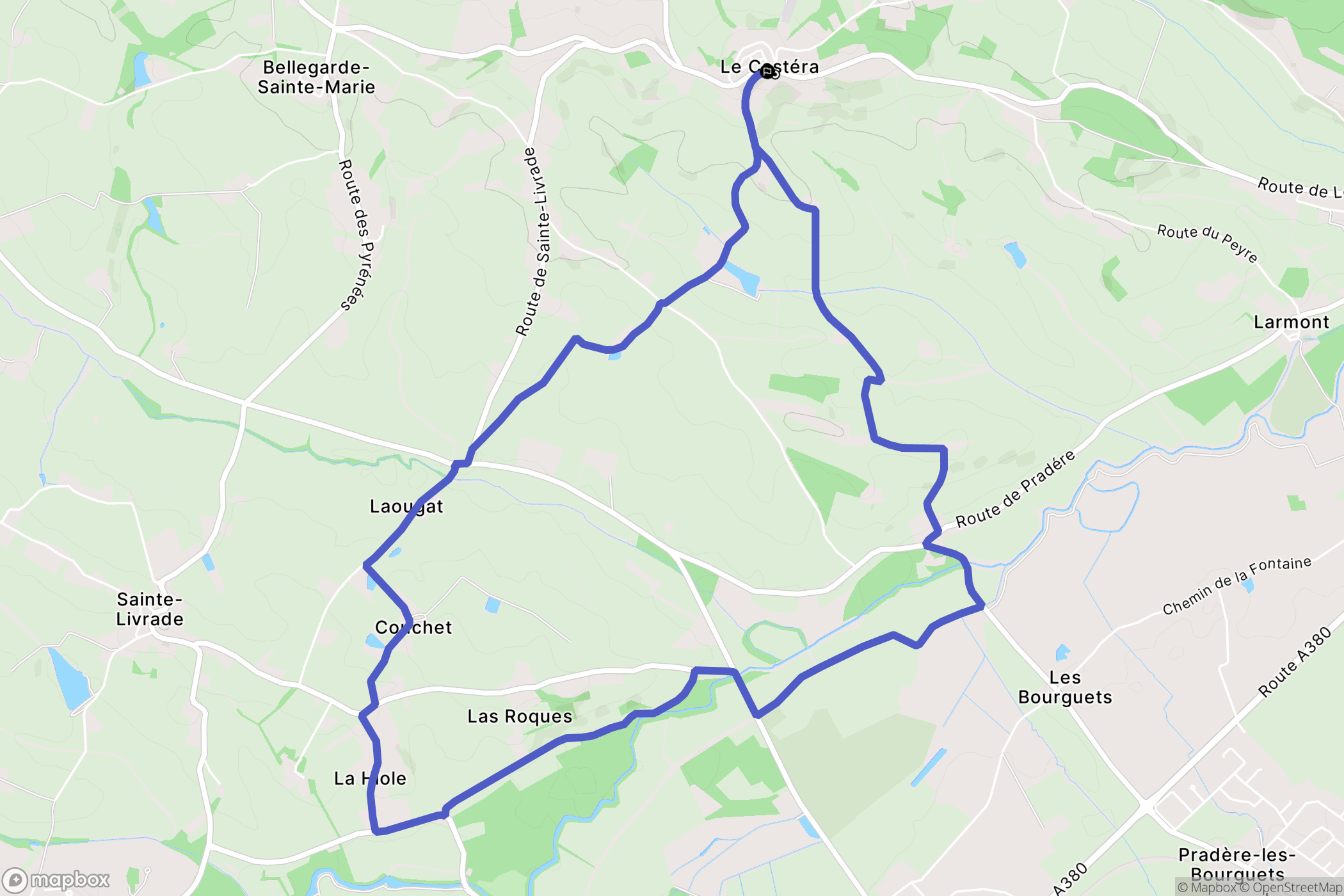 Le Castera : carte du parcours de randonnée - France