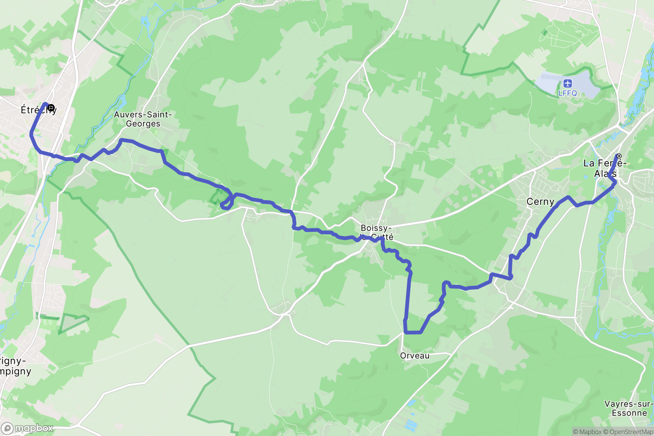 La Ferté-Alais : carte du parcours de randonnée - France