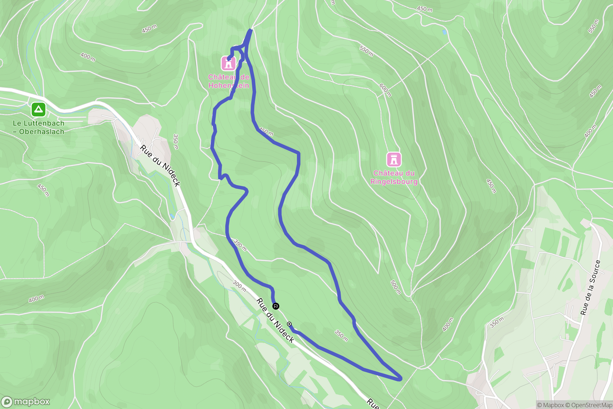 Oberhaslach : carte du parcours de randonnée - France