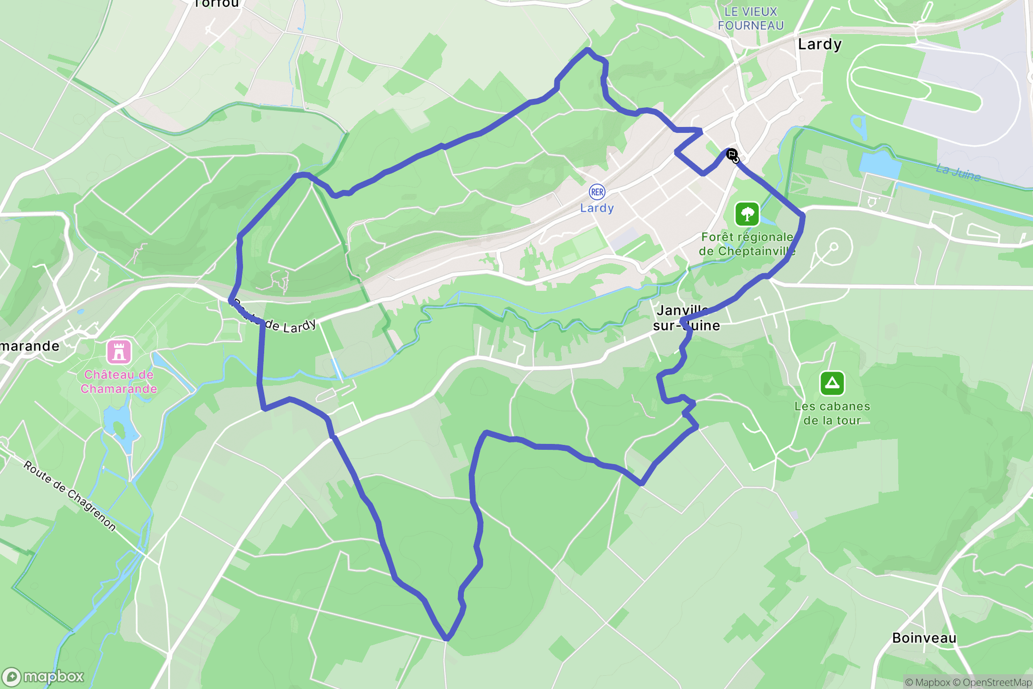 Lardy : carte du parcours de randonnée - France