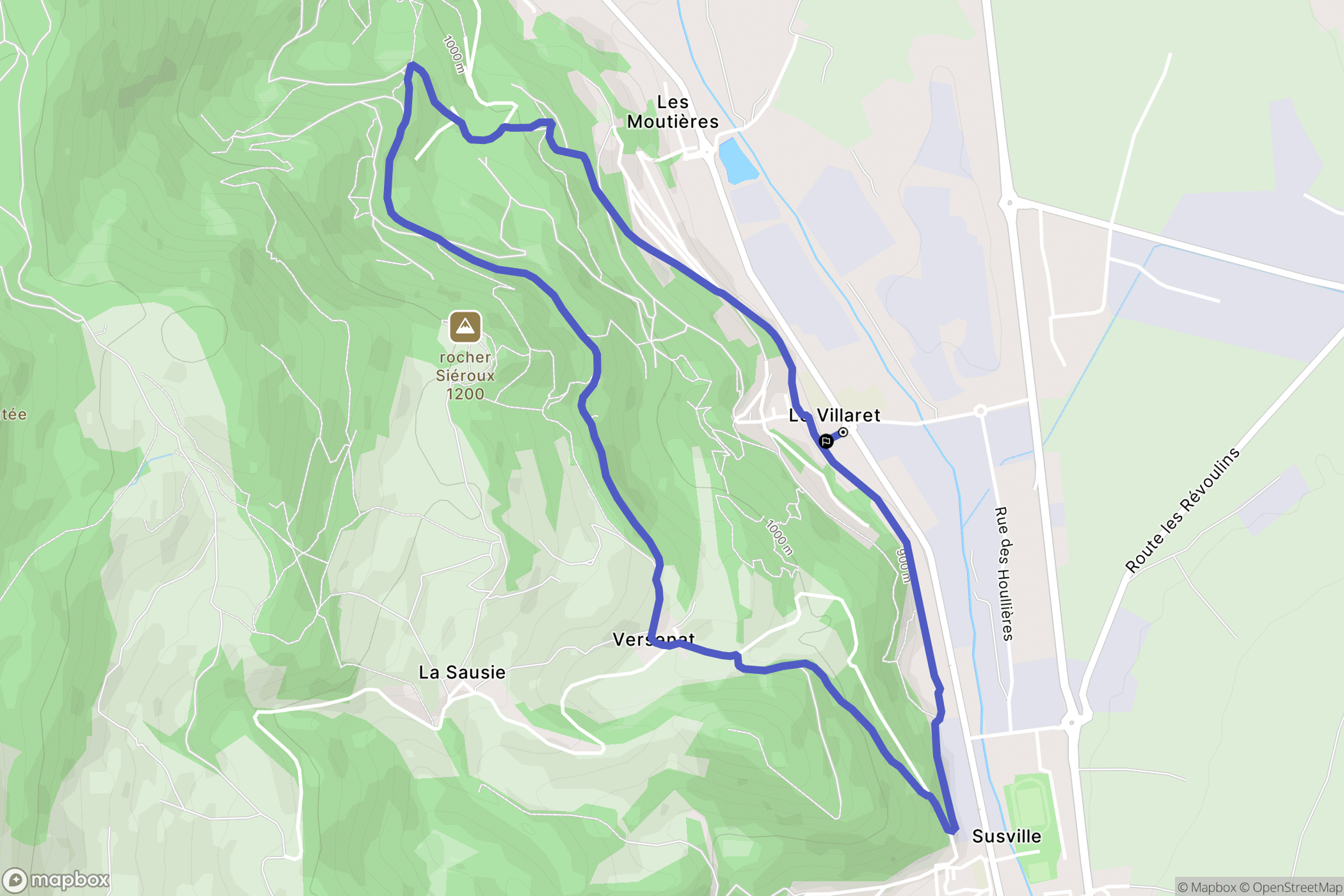 Susville : carte du parcours de randonnée - France