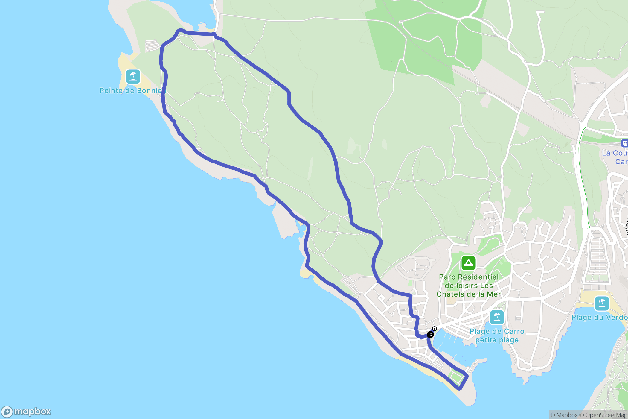Martigues : carte du parcours de randonnée - France