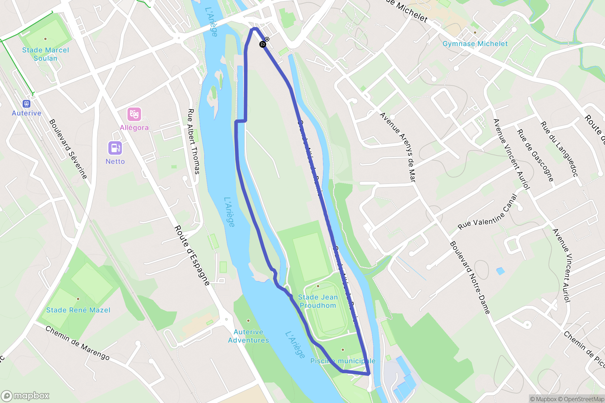 Auterive : carte du parcours de randonnée - France