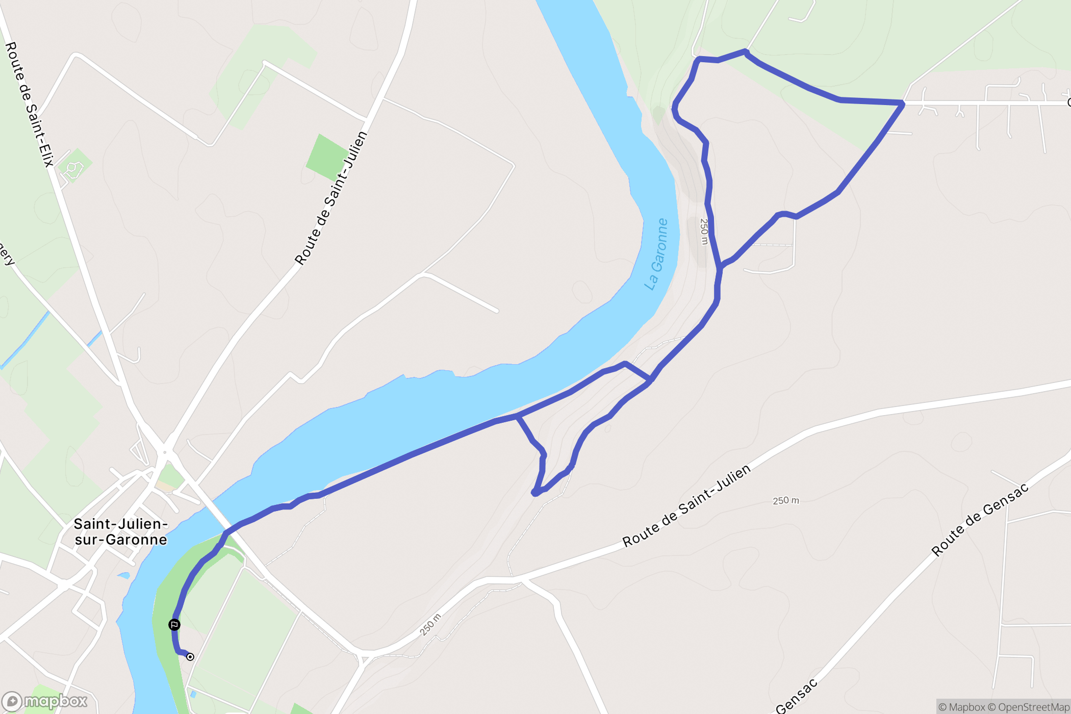 Saint-Julien-sur-Garonne : carte du parcours de randonnée - France