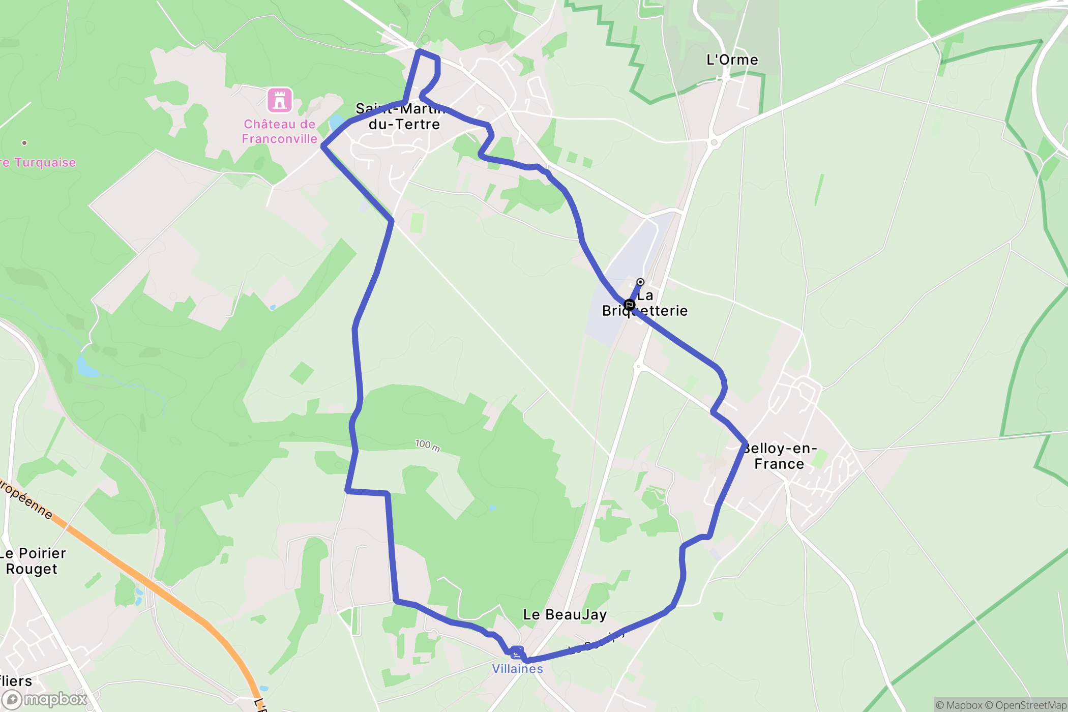 Belloy-en-France : carte du parcours de randonnée - France