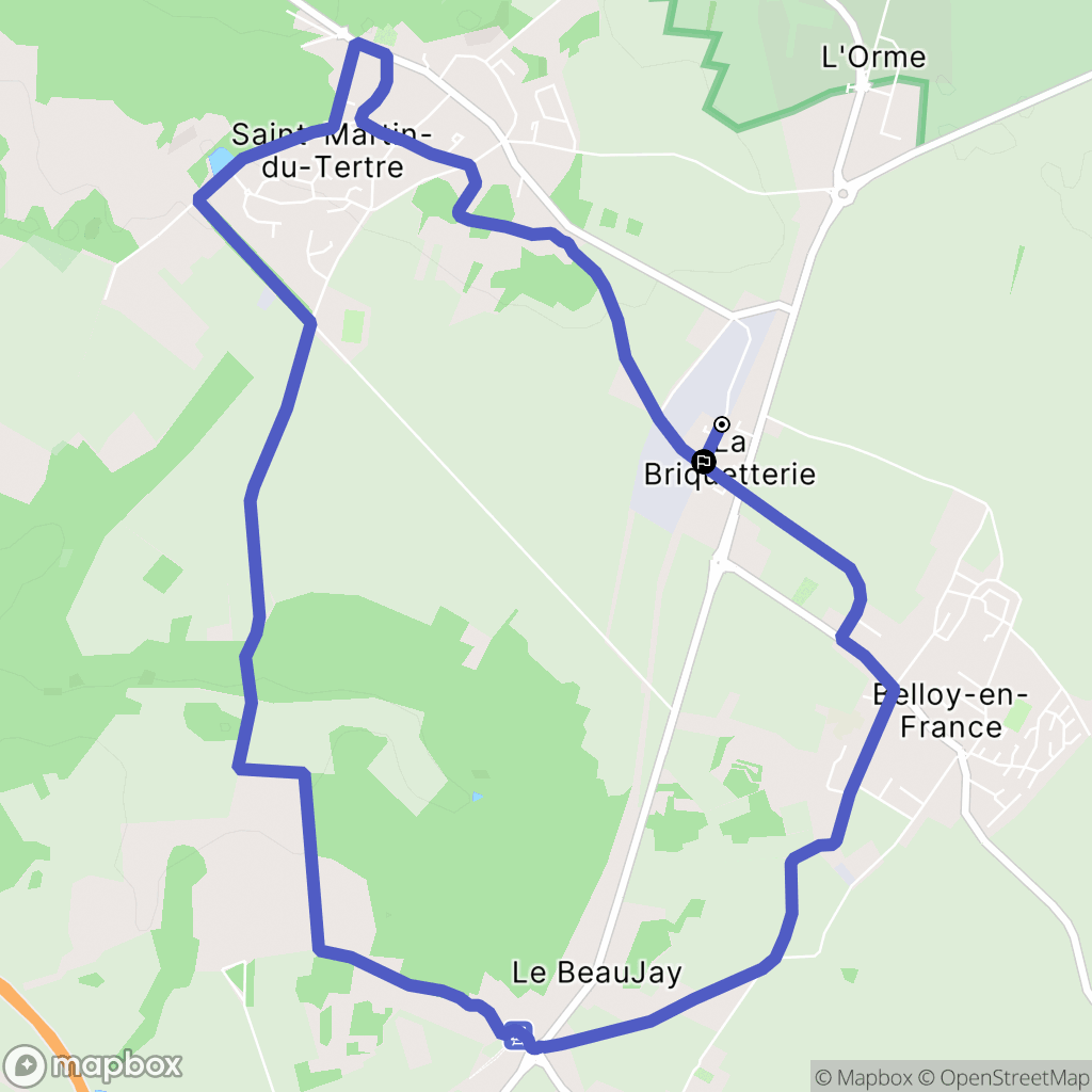 Belloy-en-France : carte du parcours de randonnée - France