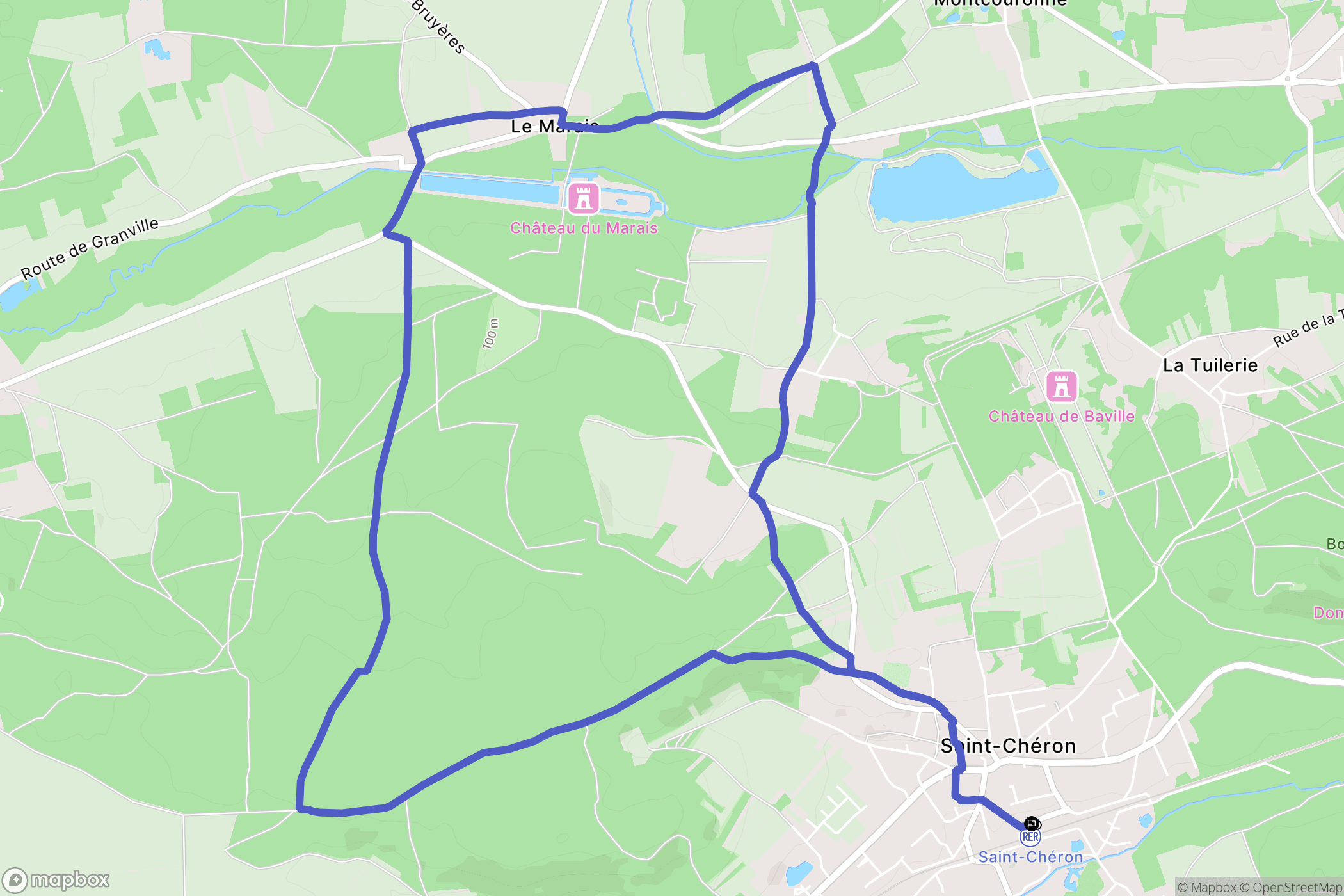 Saint-Chéron : carte du parcours de randonnée - France