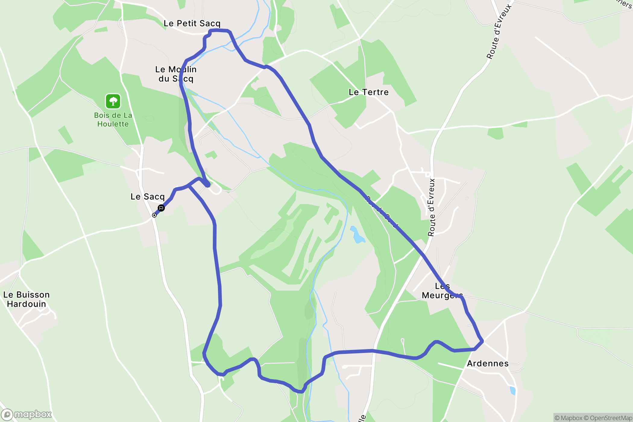 Mesnils-sur-Iton : carte du parcours de randonnée - France