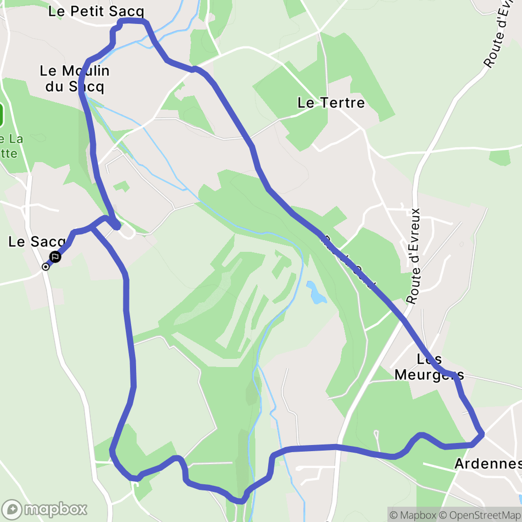 Mesnils-sur-Iton : carte du parcours de randonnée - France