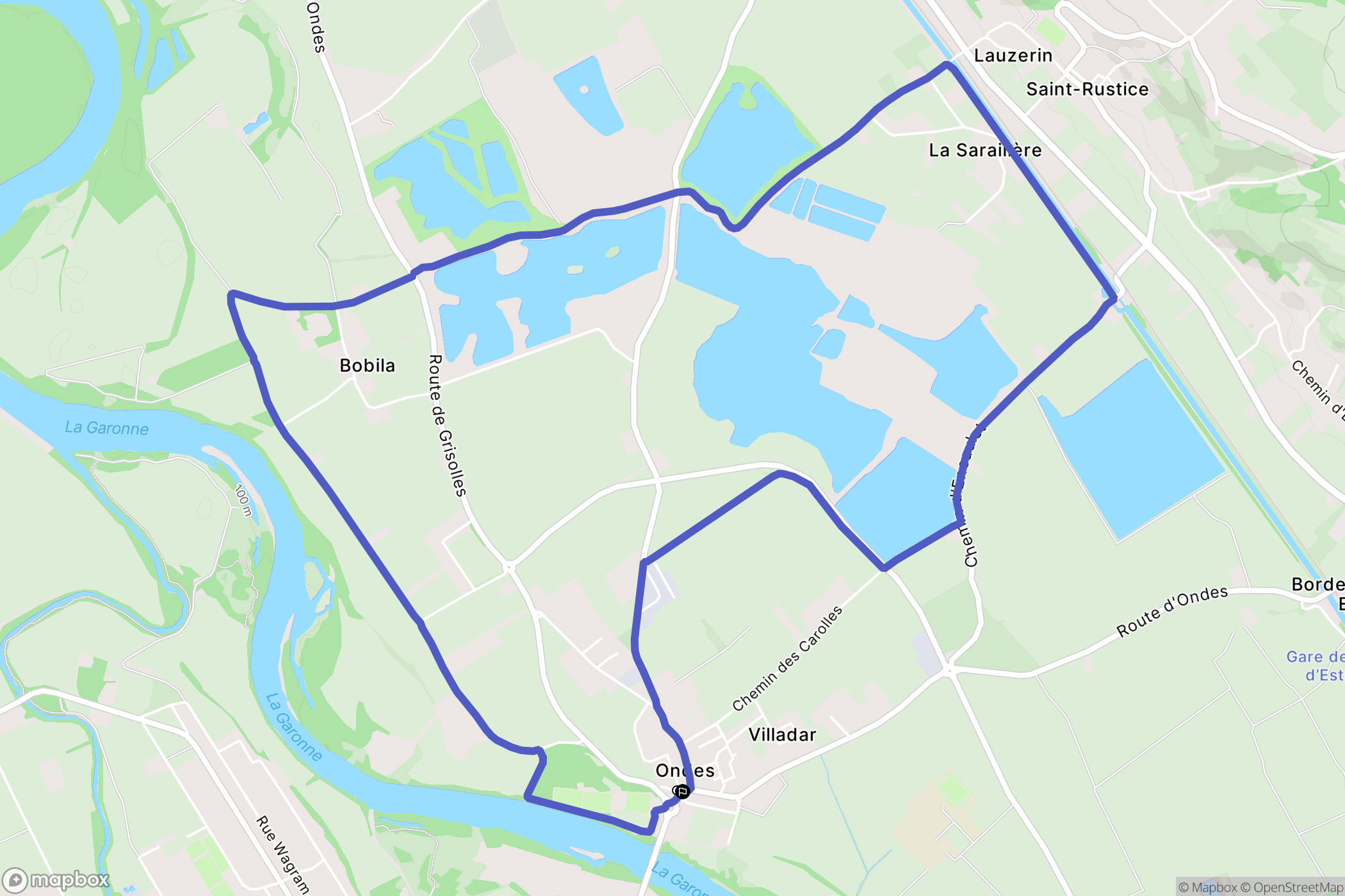 Ondes : carte du parcours de randonnée - France
